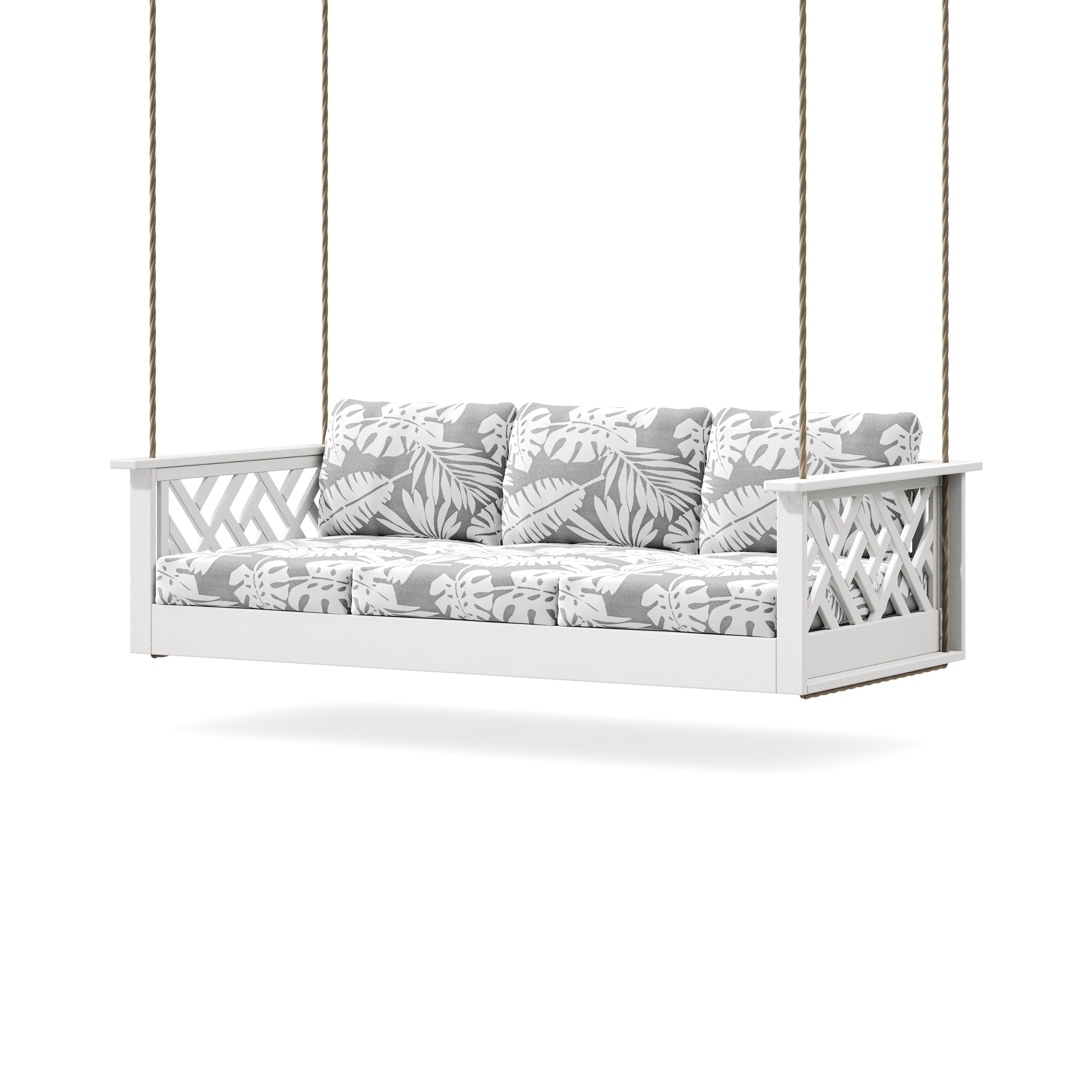 Chippendale Daybed Swing in Vintage White / Leaf Grey Mist