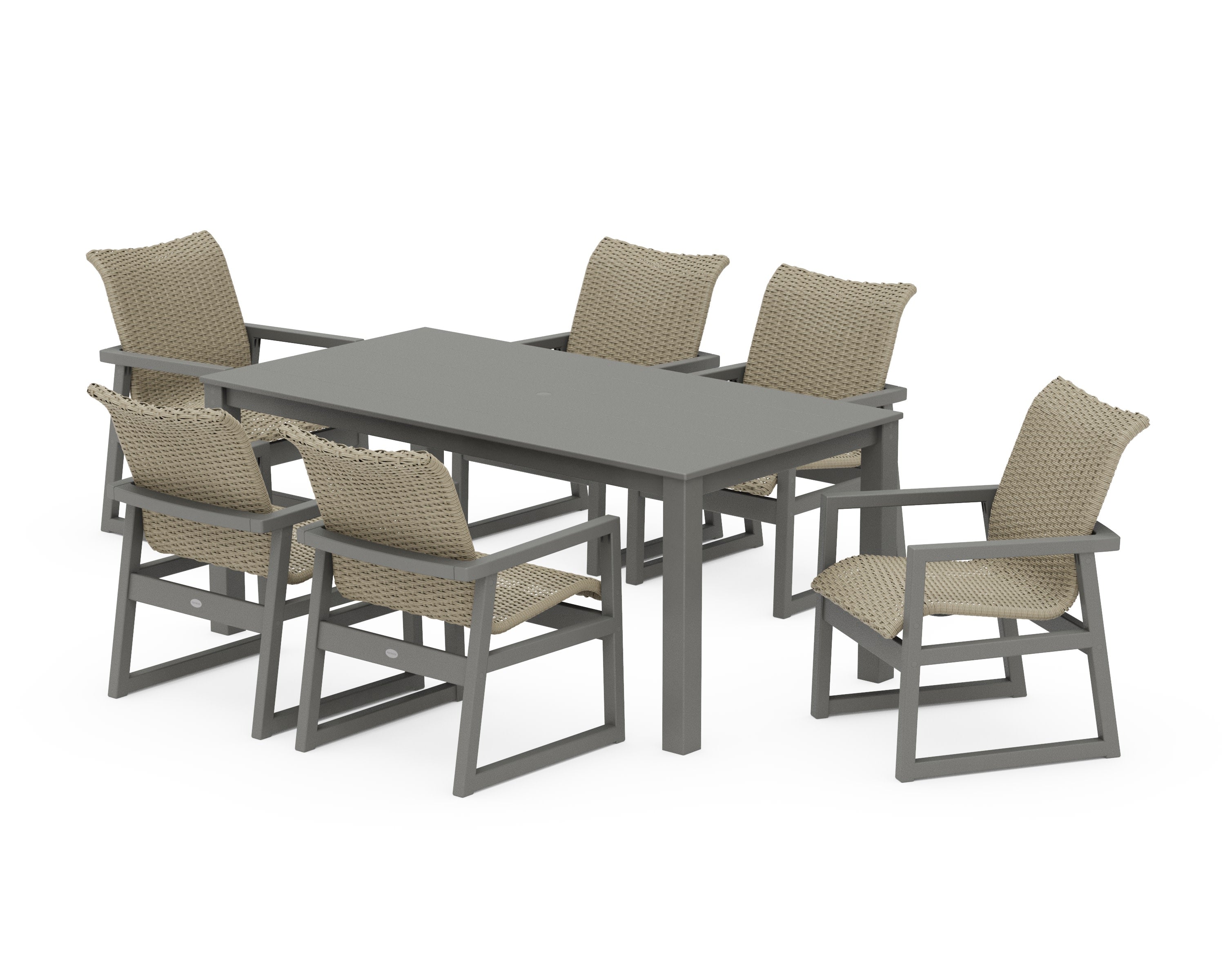 EDGE Woven Arm Chair 7-Piece Parsons Dining Set