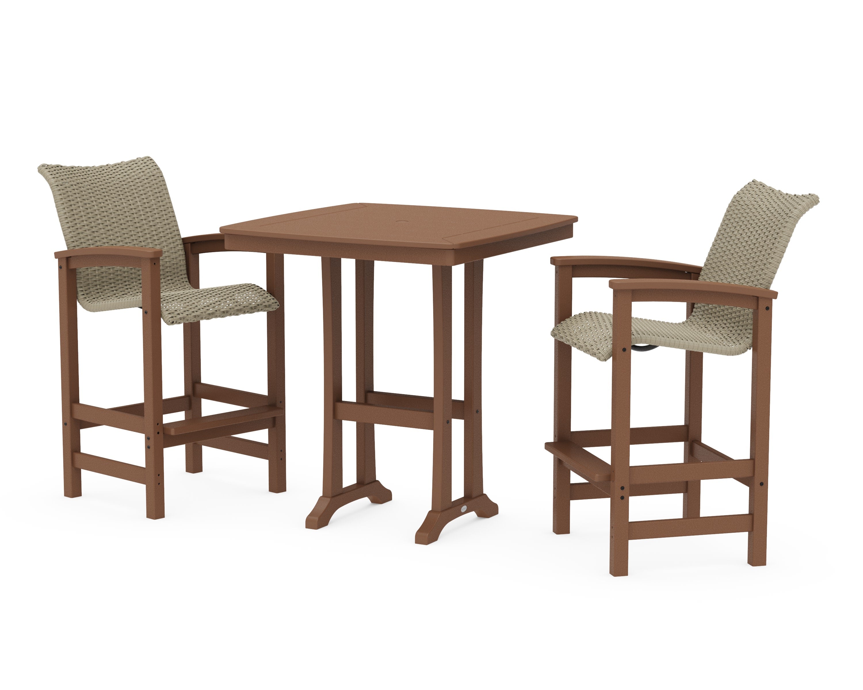 Coastal Woven 3-Piece Bar Set in Teak / Dune Grass