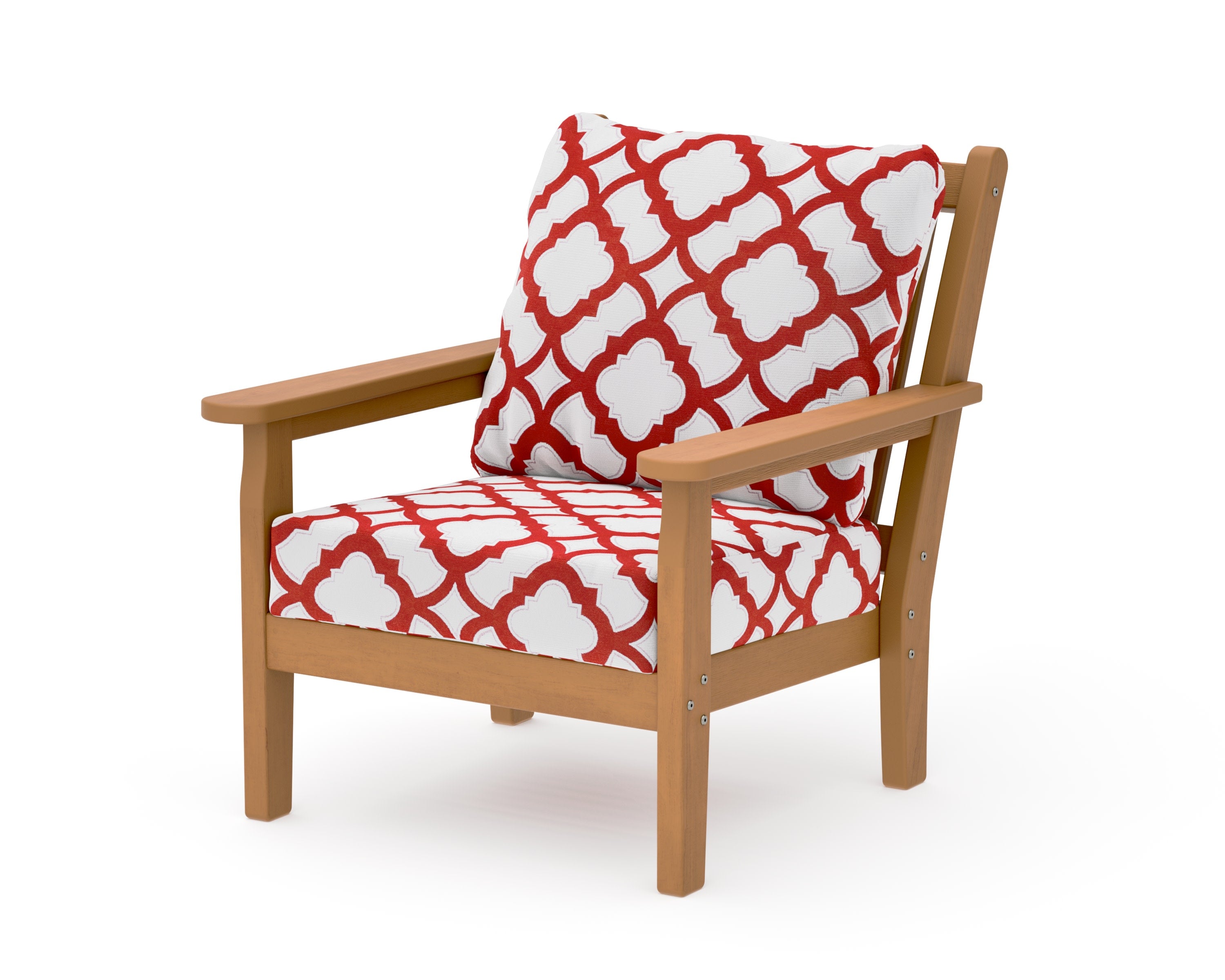 Chippendale Deep Seating Chair in Natural / Trellis Crimson