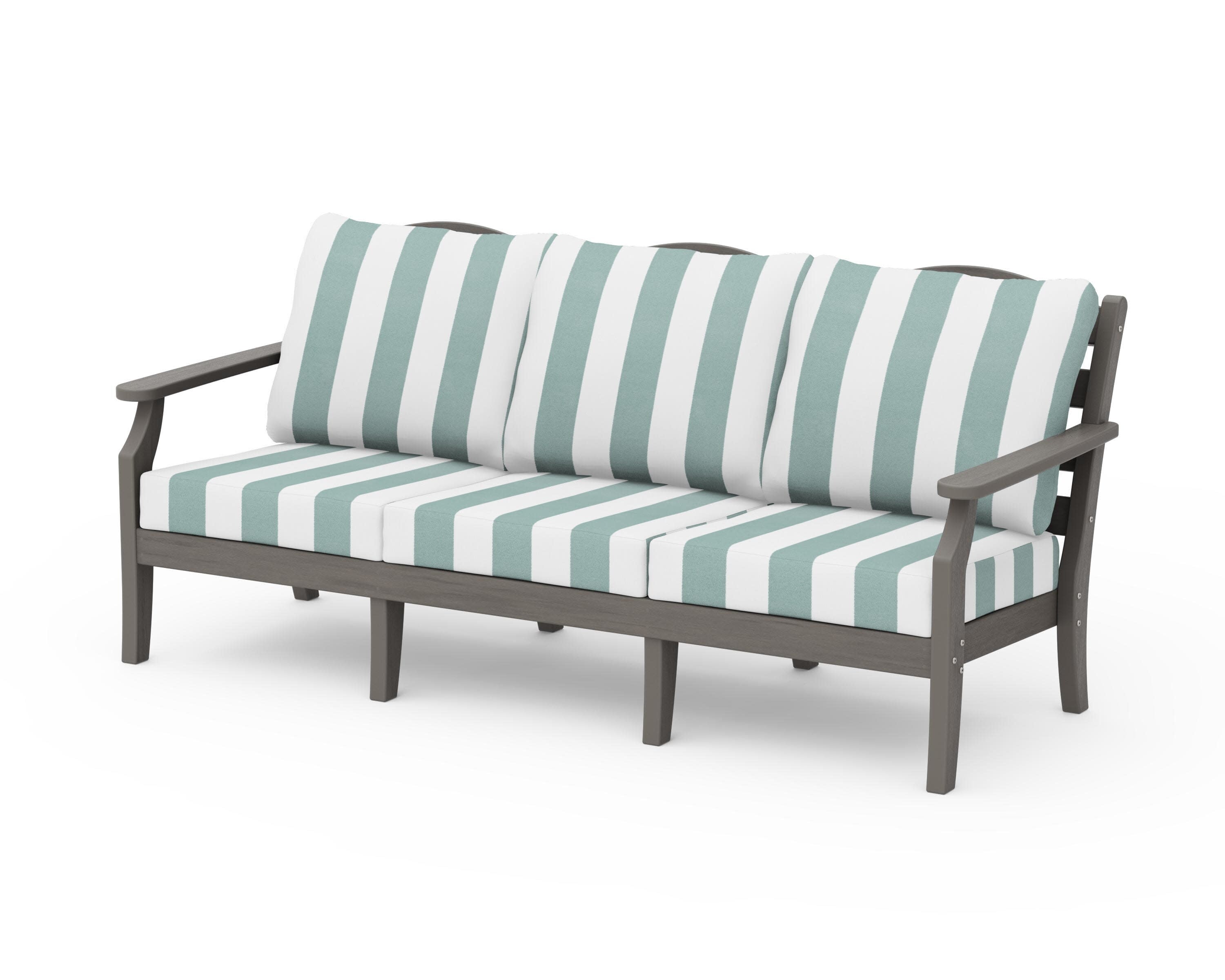 Savannah Deep Seating Sofa in Driftwood / Cabana Stripe Glacier Spa