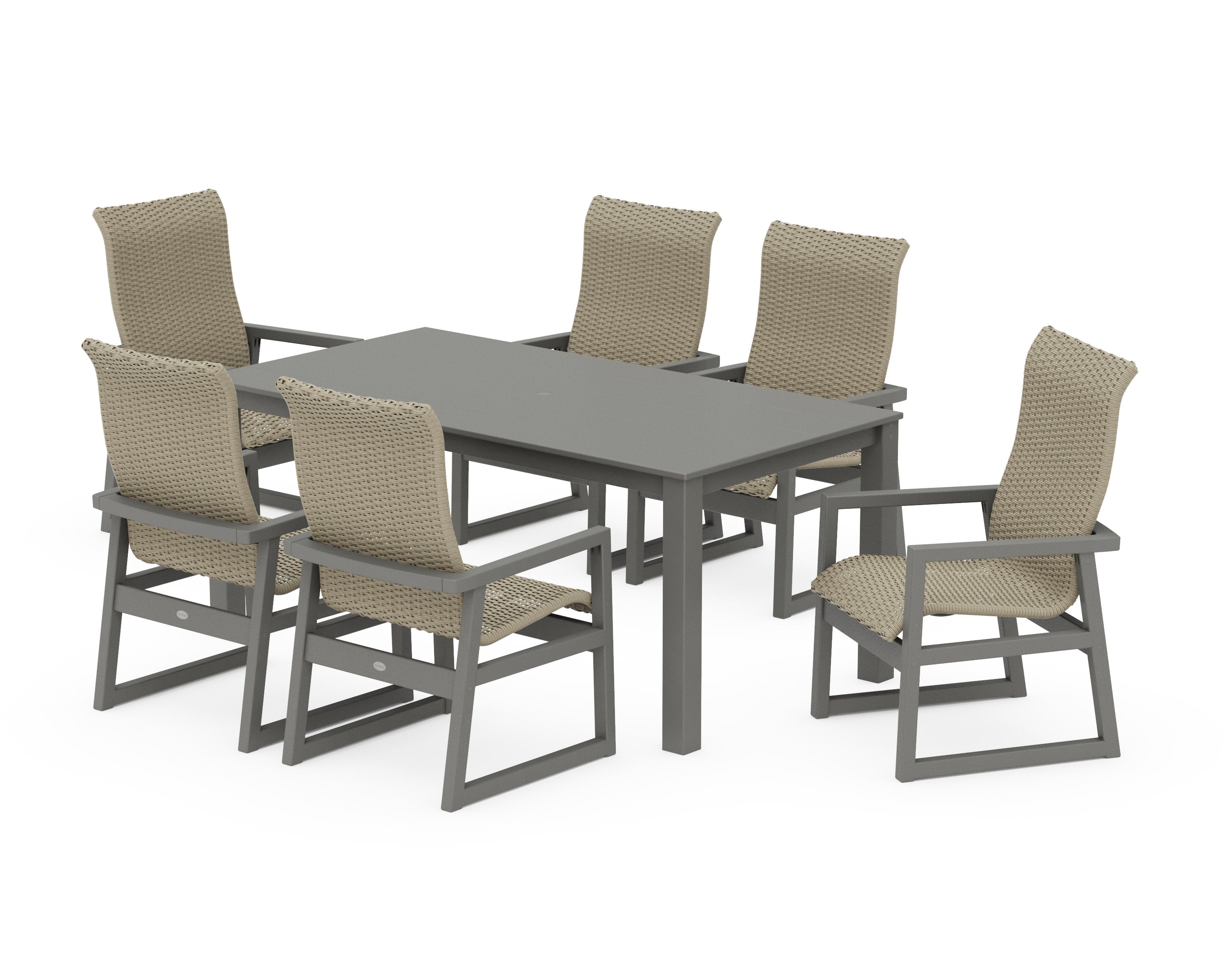 EDGE Woven Highback Arm Chair 7-Piece Parsons Dining Set