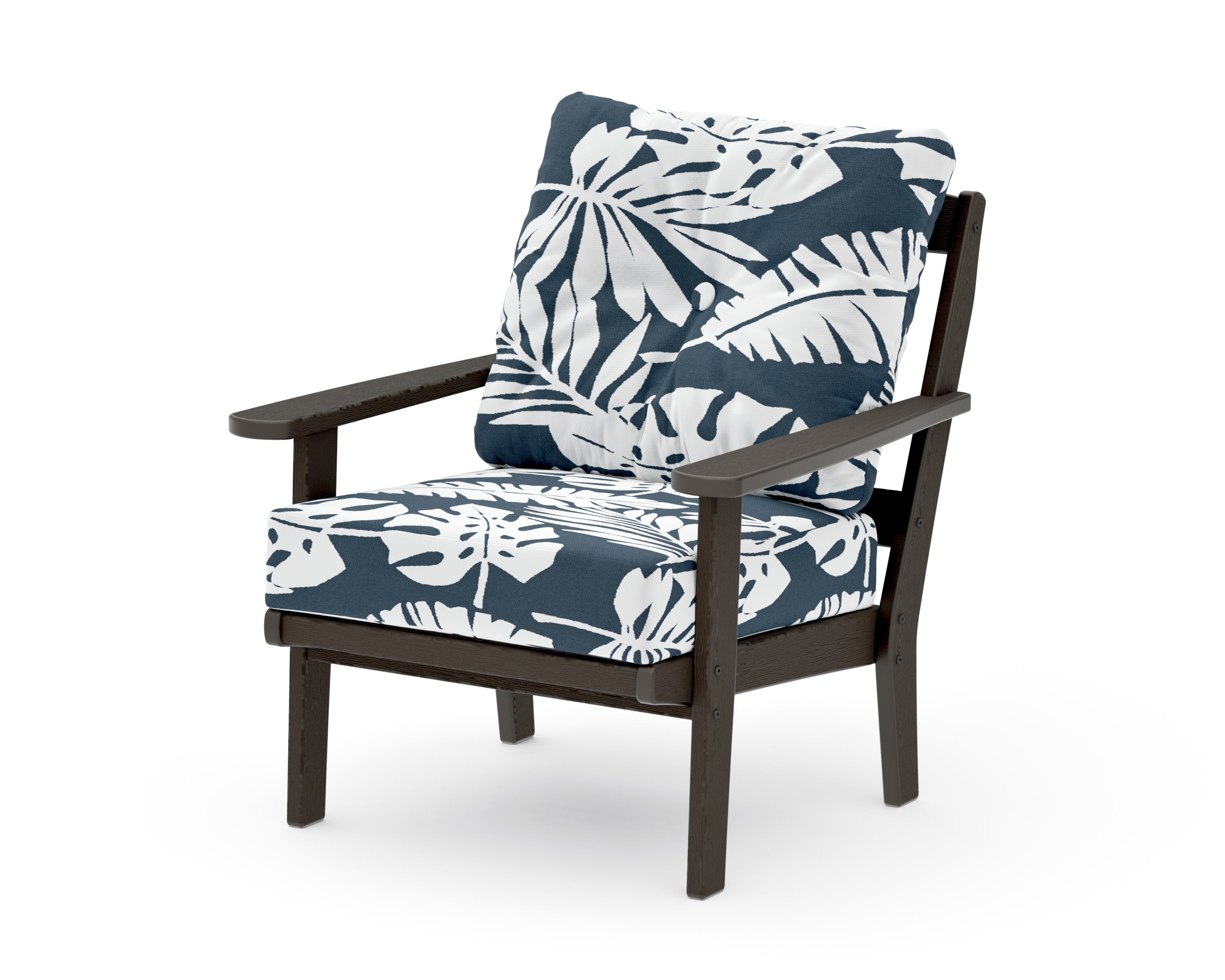 Mission Deep Seating Chair in Vintage Coffee / Leaf Marine Indigo