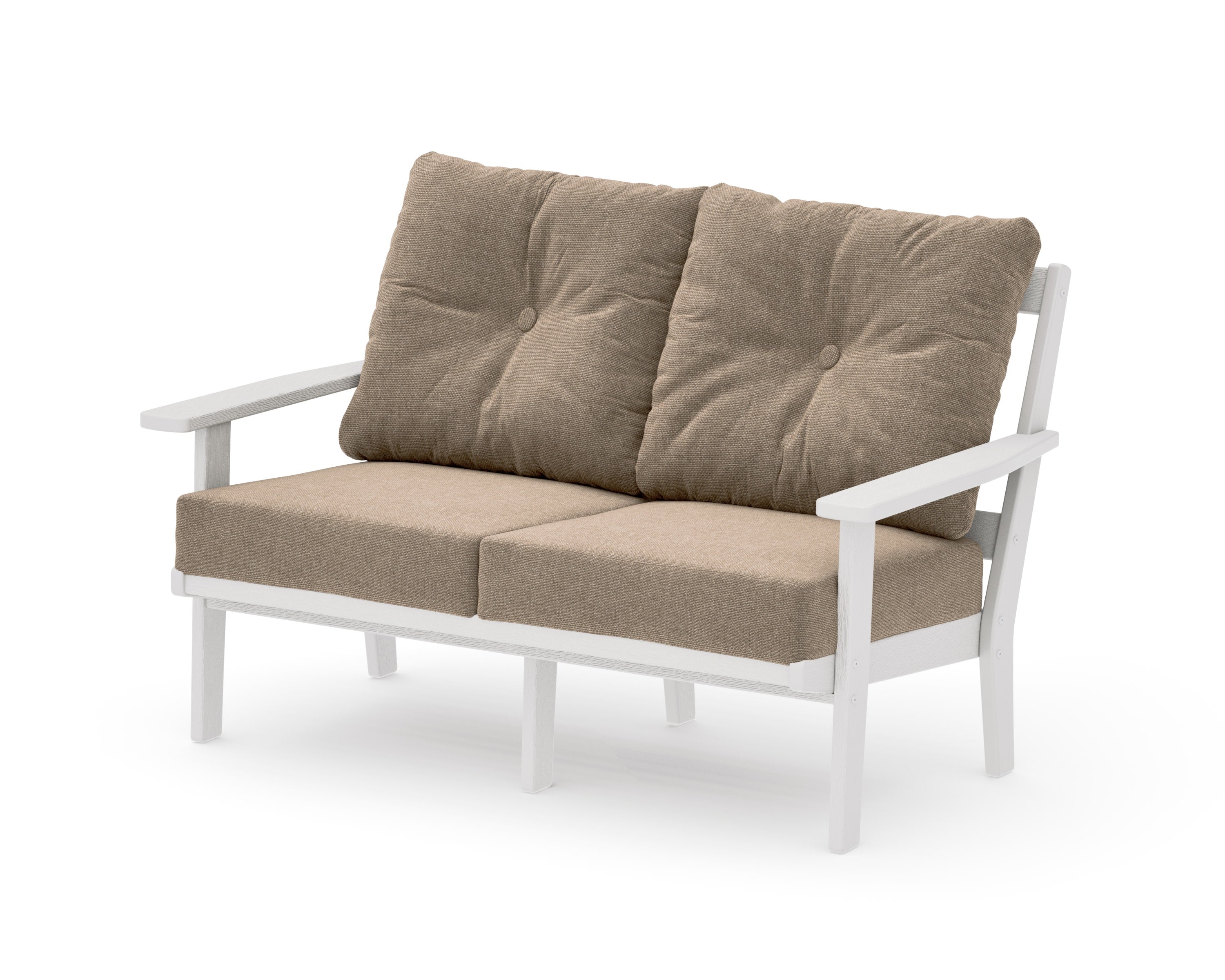 Oxford Deep SeatingLoveseat in Vintage White / Spiced Burlap