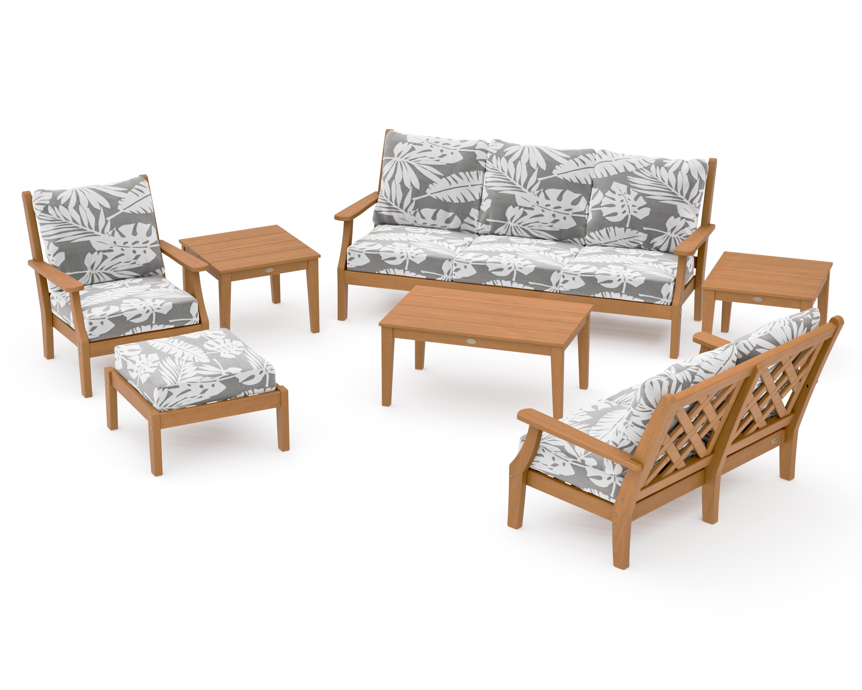 Wovendale 7-Piece Deep Seating Set in Natural / Leaf Grey Mist