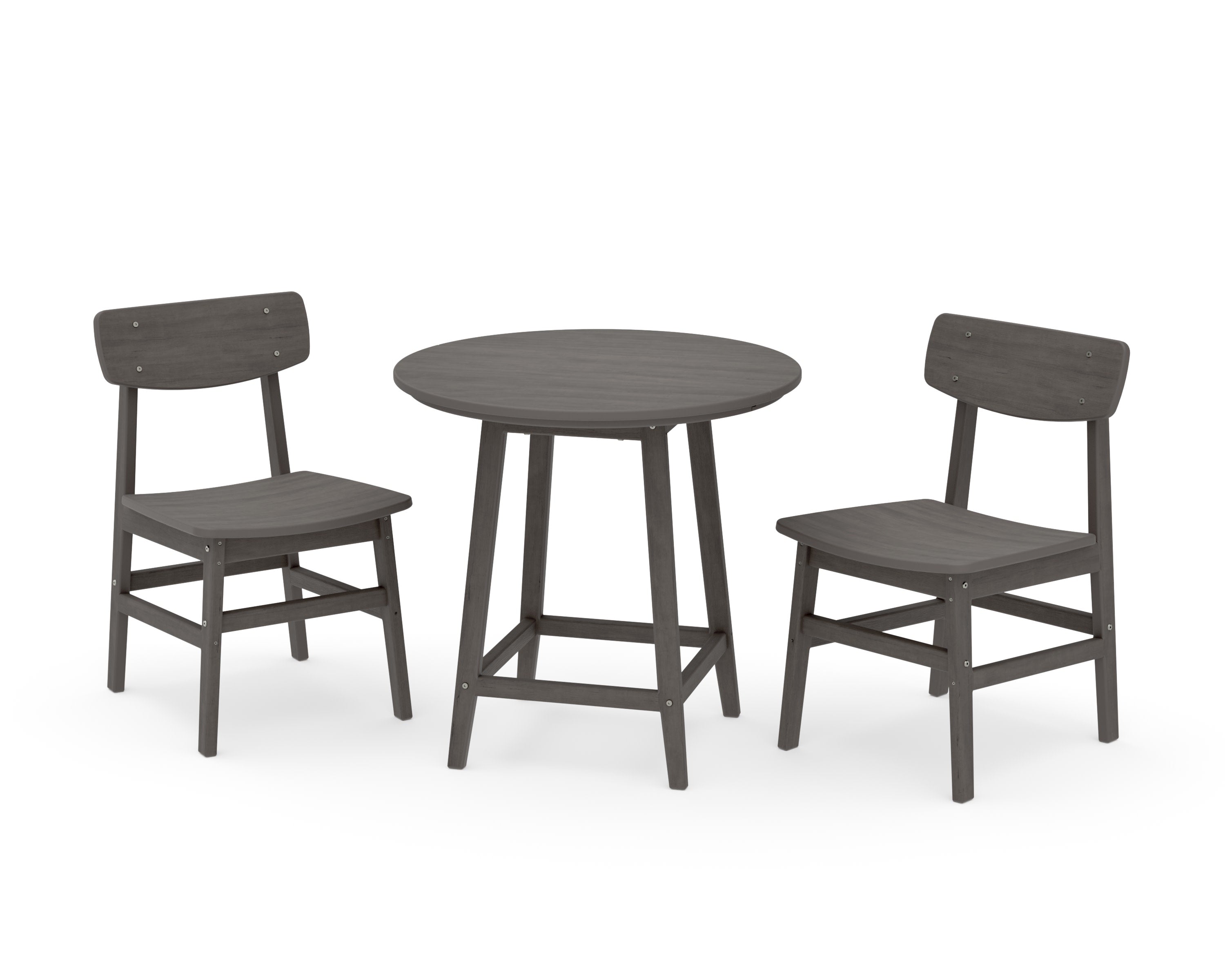 Modern Studio Urban Chair 3-Piece Round Bistro Dining Set in Driftwood