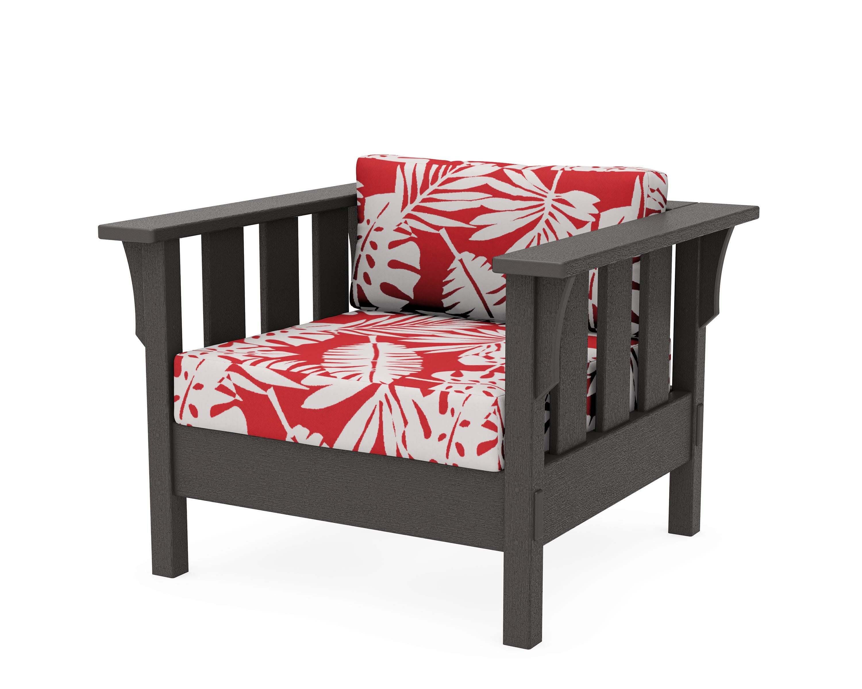 Acadia Deep Seating Chair in Vintage Coffee / Leaf Crimson