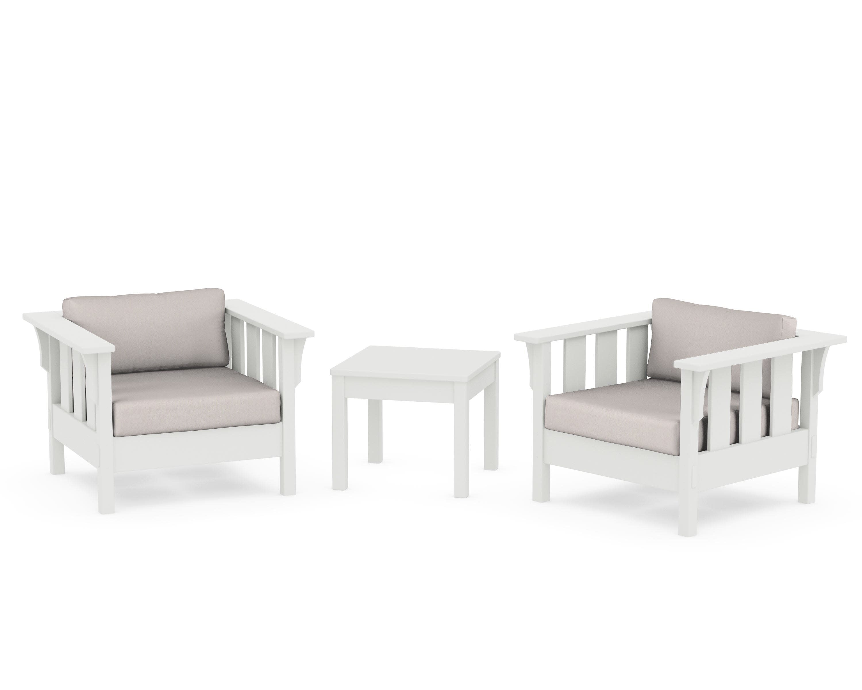 Acadia 3-Piece Deep Seating Set in Vintage White / Dune Burlap