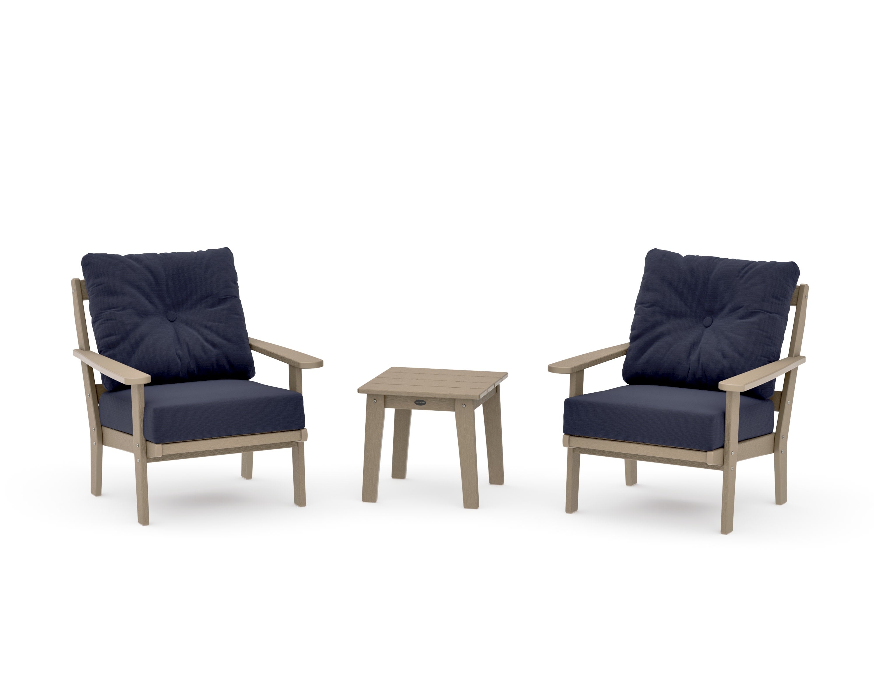 Mission 3-Piece Deep Seating Set in Vintage Sahara / Navy Linen