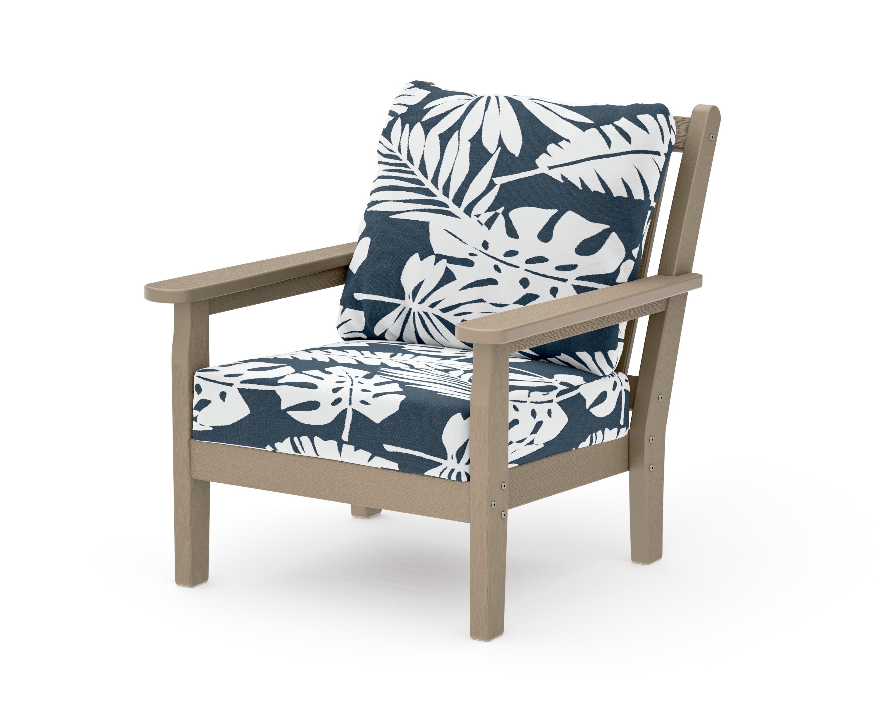 Chippendale Deep Seating Chair in Vintage Sahara / Leaf Marine Indigo