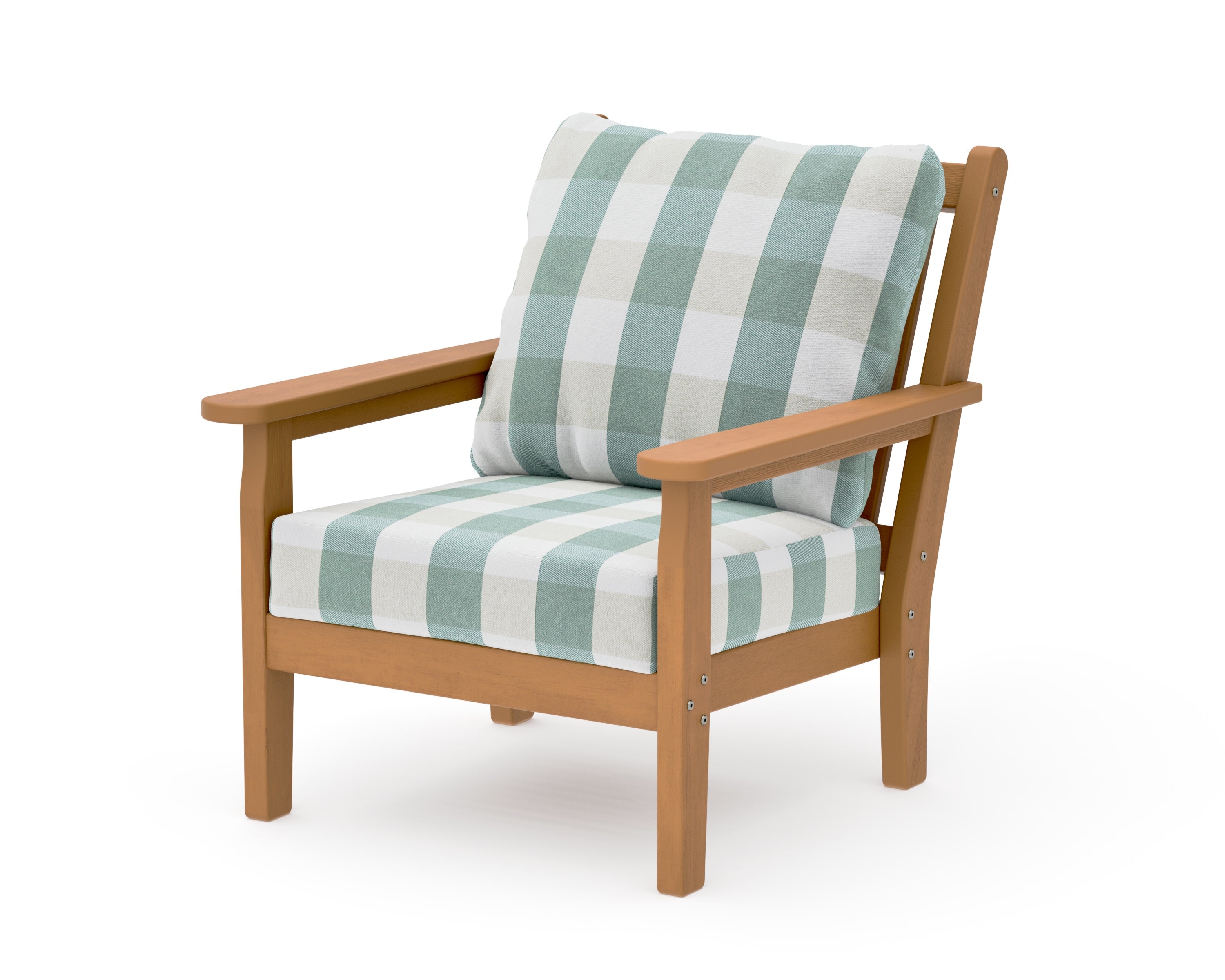 Chippendale Deep Seating Chair in Natural / Buffalo Plaid Glacier Spa