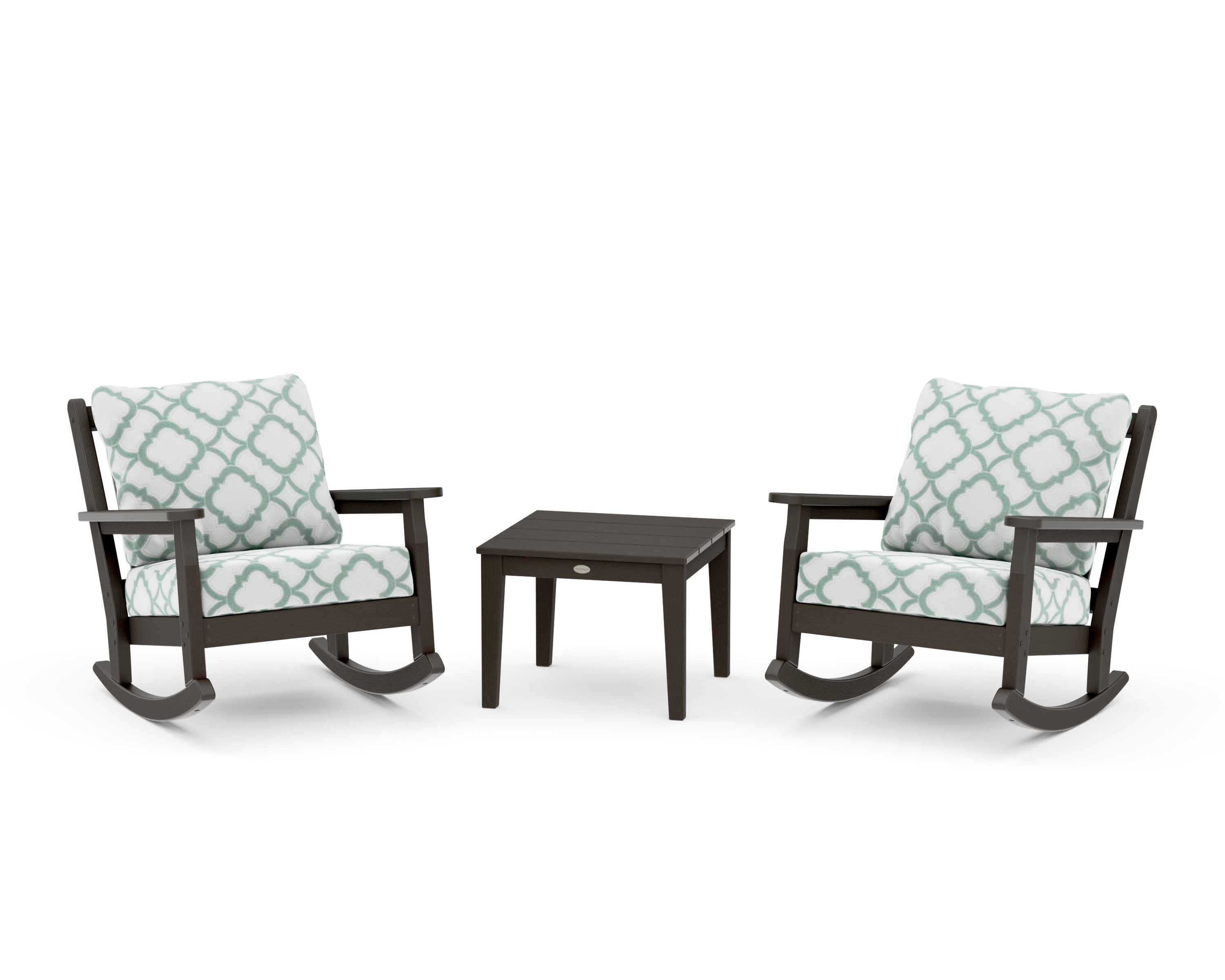Chippendale 3-Piece Deep Seating Rocker Set in Vintage Coffee / Trellis Glacier Spa