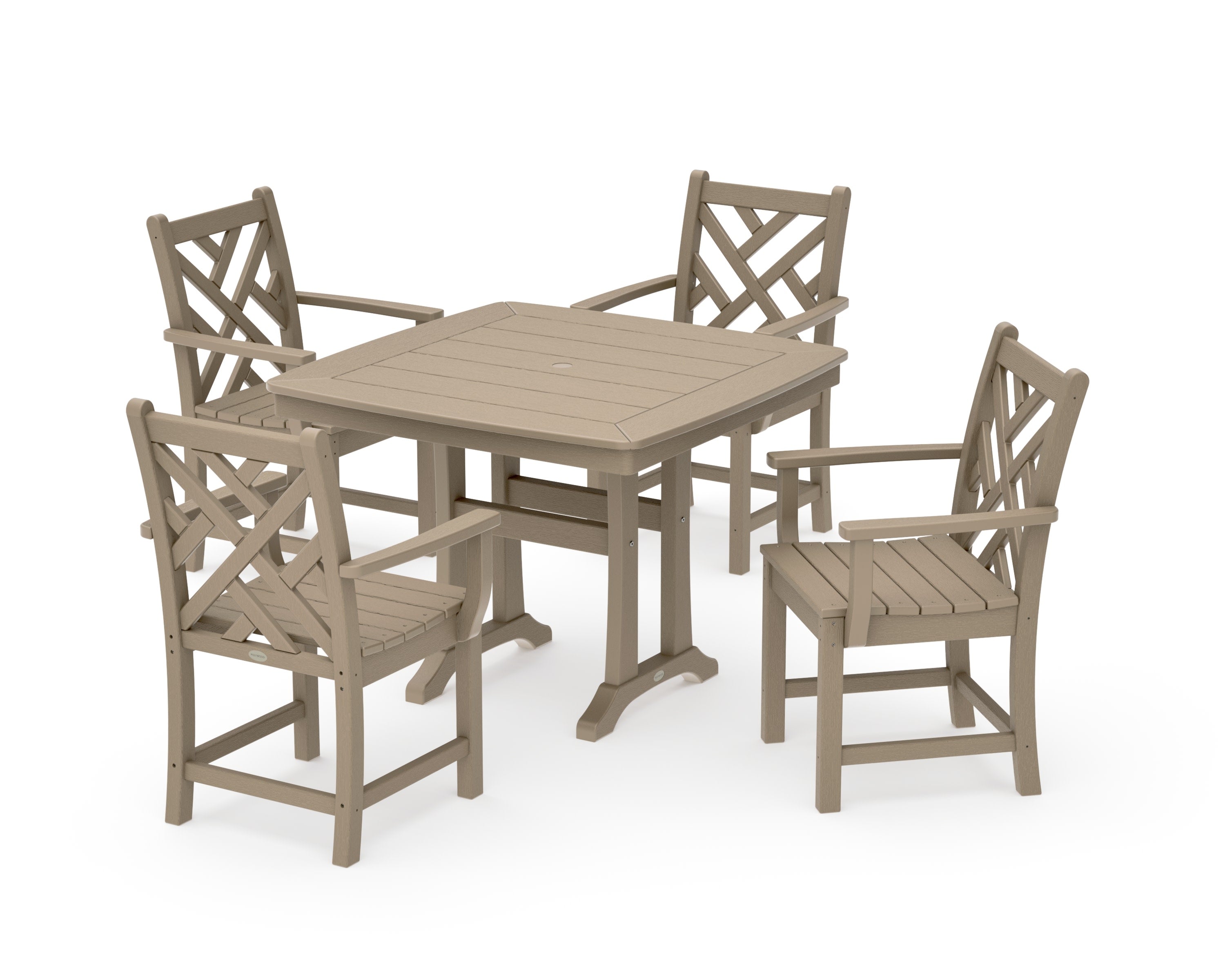 Chippendale 5-Piece Dining Set with Trestle Legs in Vintage Sahara