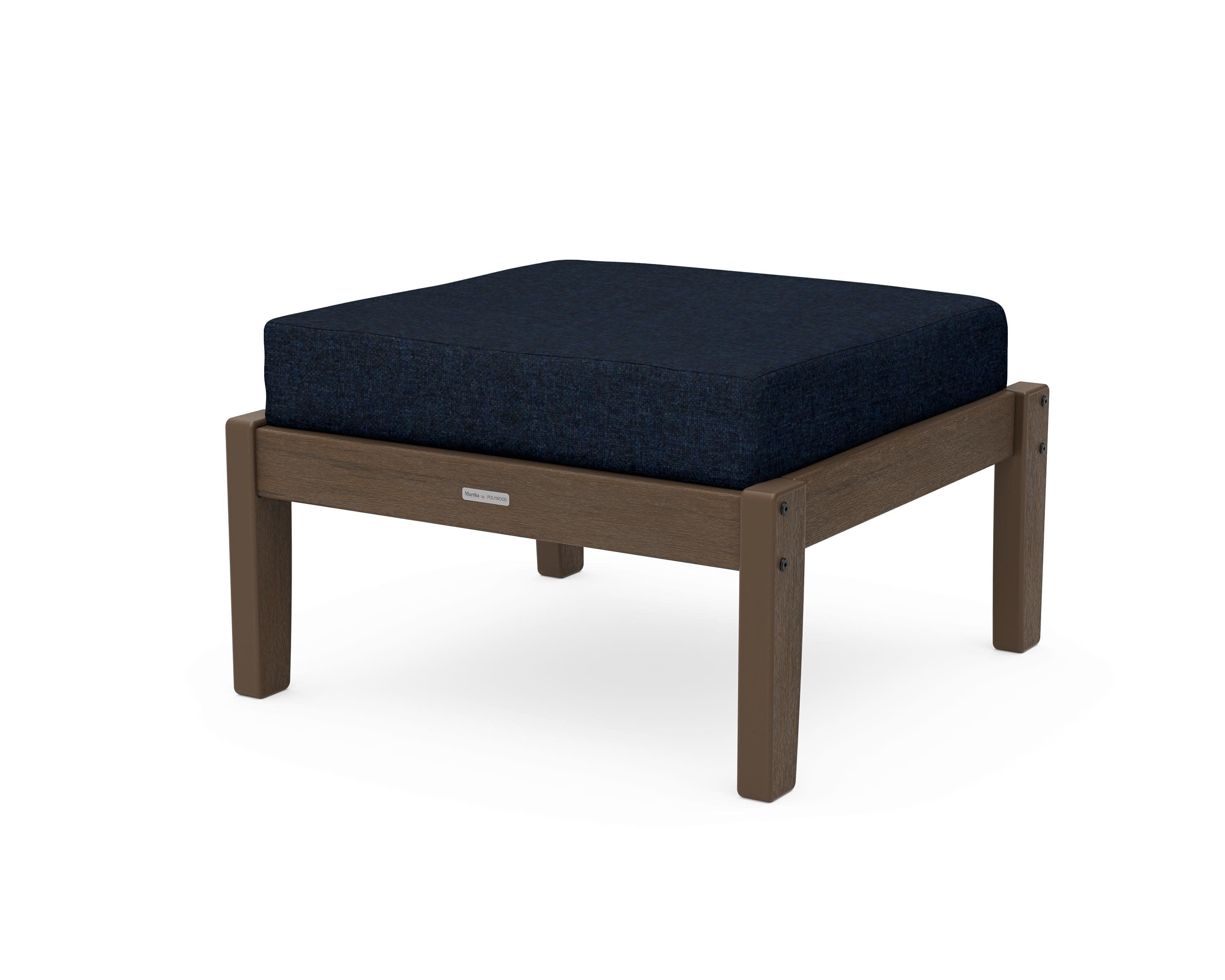 Chinoiserie Deep Seating Ottoman in Kona / Marine Indigo