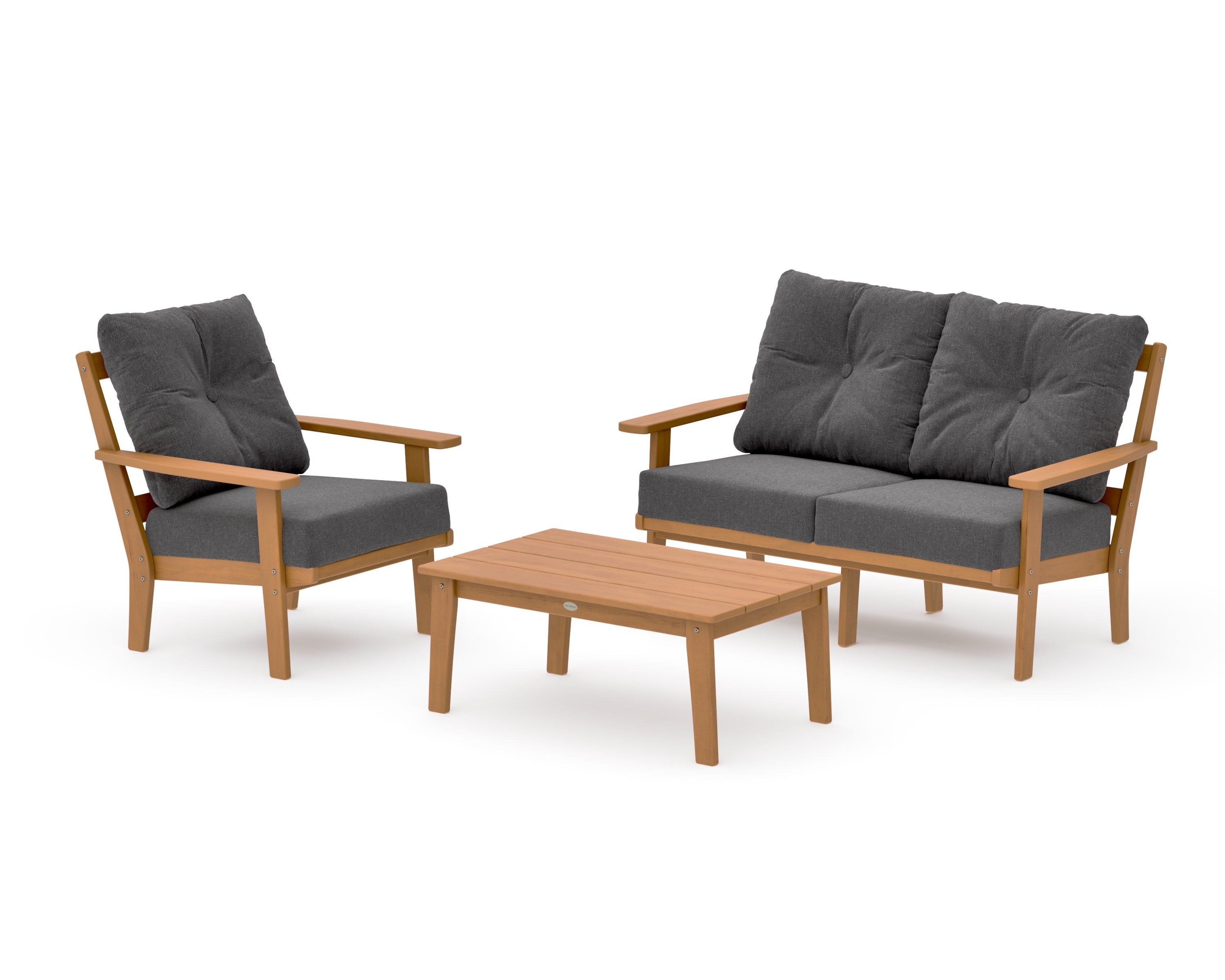 Oxford 3-Piece Deep Seating Set with Loveseat in Natural / Ash Charcoal