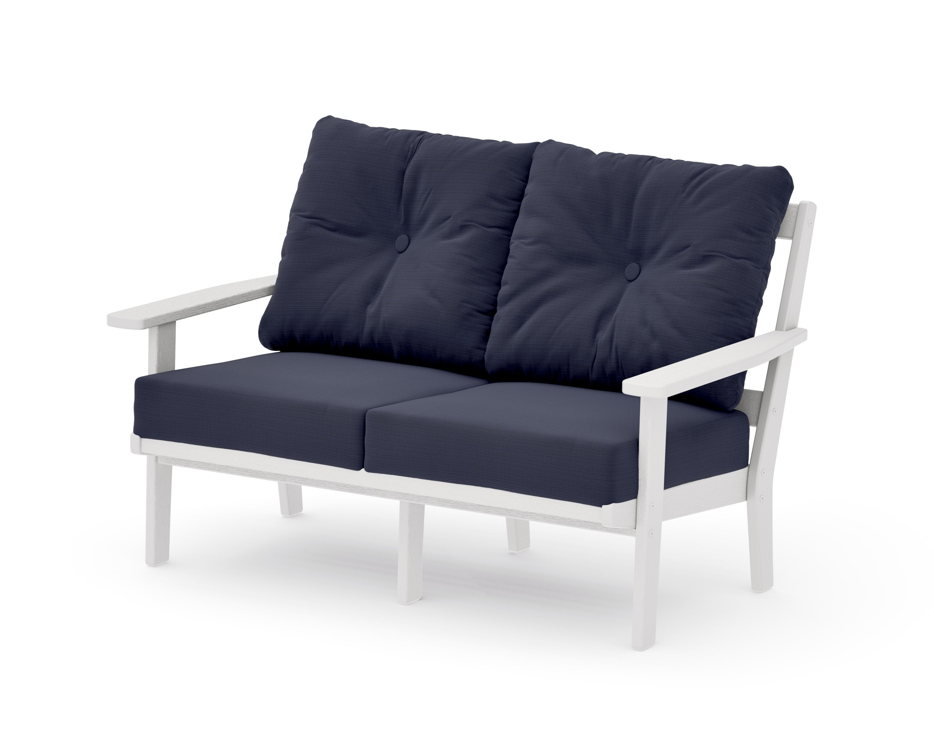Oxford Deep SeatingLoveseat in Vintage White / Navy Linen