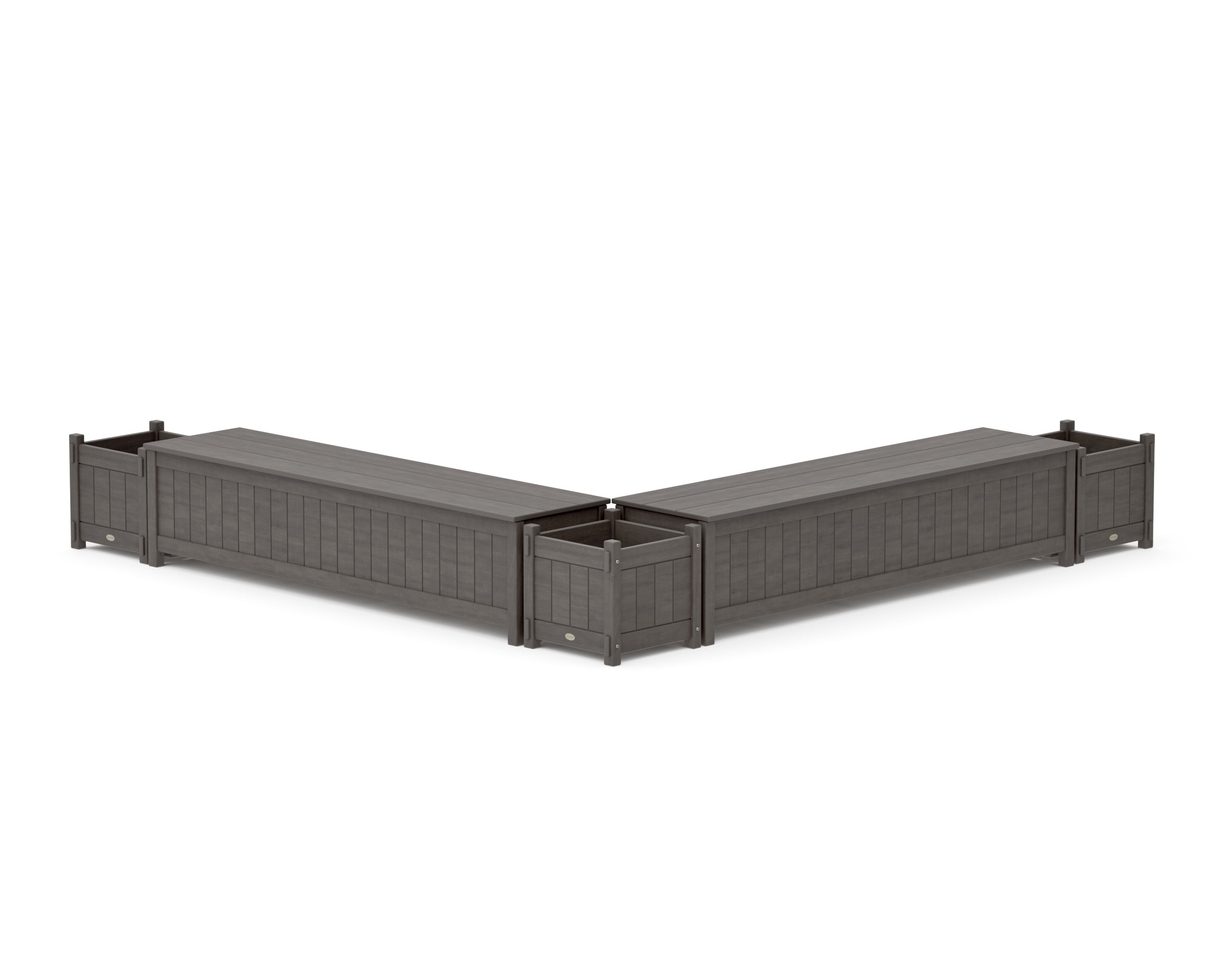 72" Vineyard L- Shaped Planter Storage Bench Corner Set in Driftwood