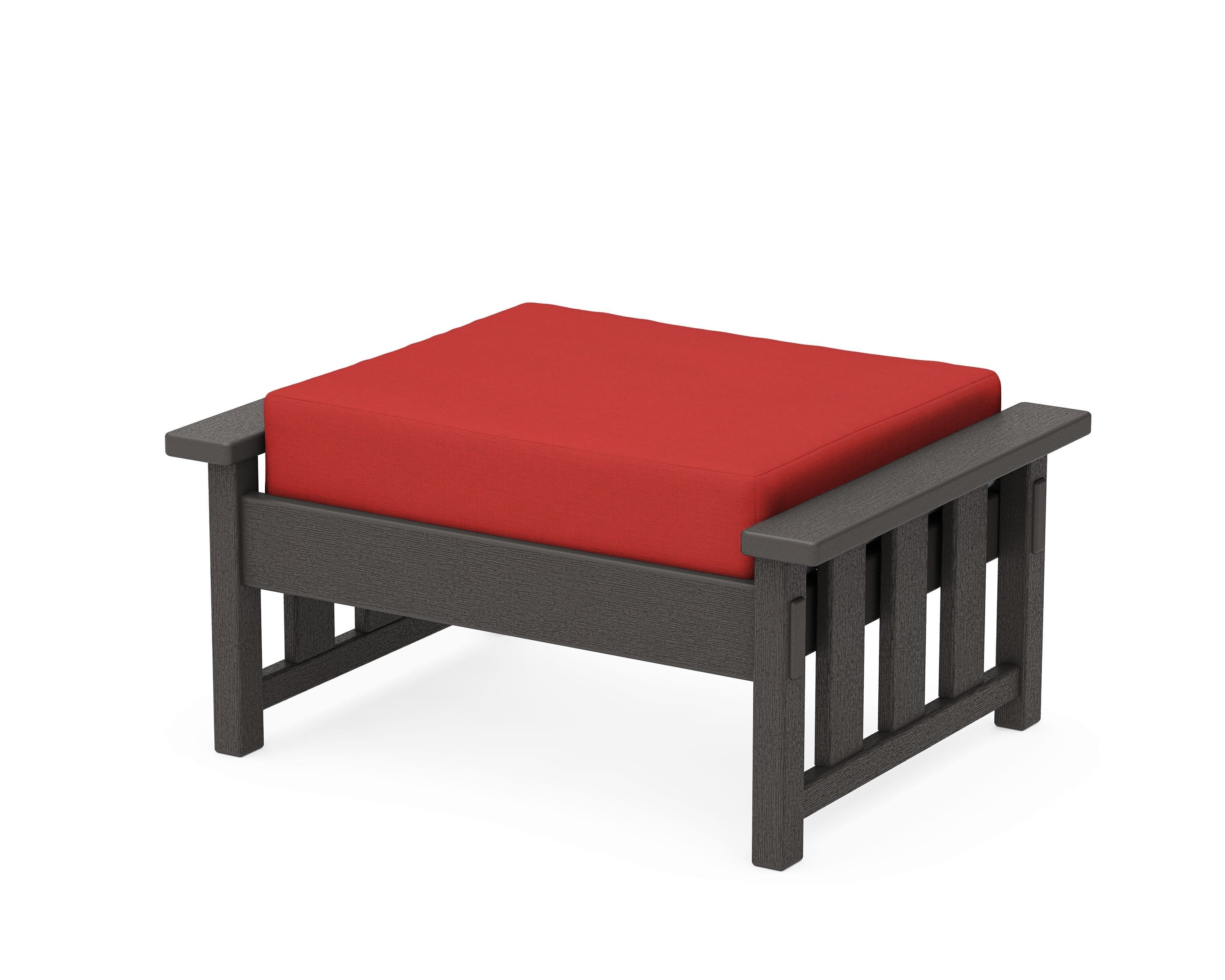 Acadia Deep Seating Ottoman in Vintage Coffee / Crimson Linen