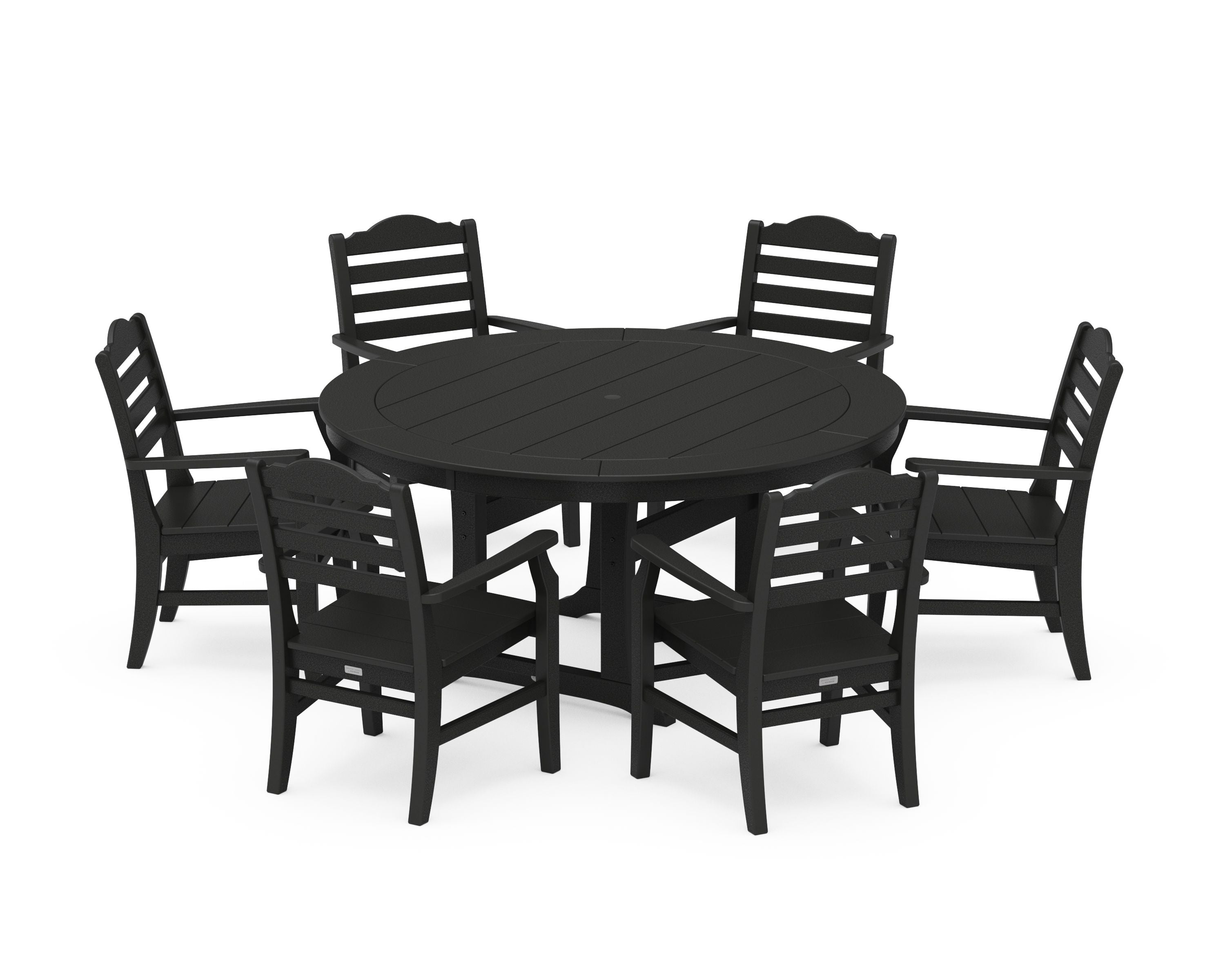 Savannah 7-Piece Arm Chair Round Dining Set in Black