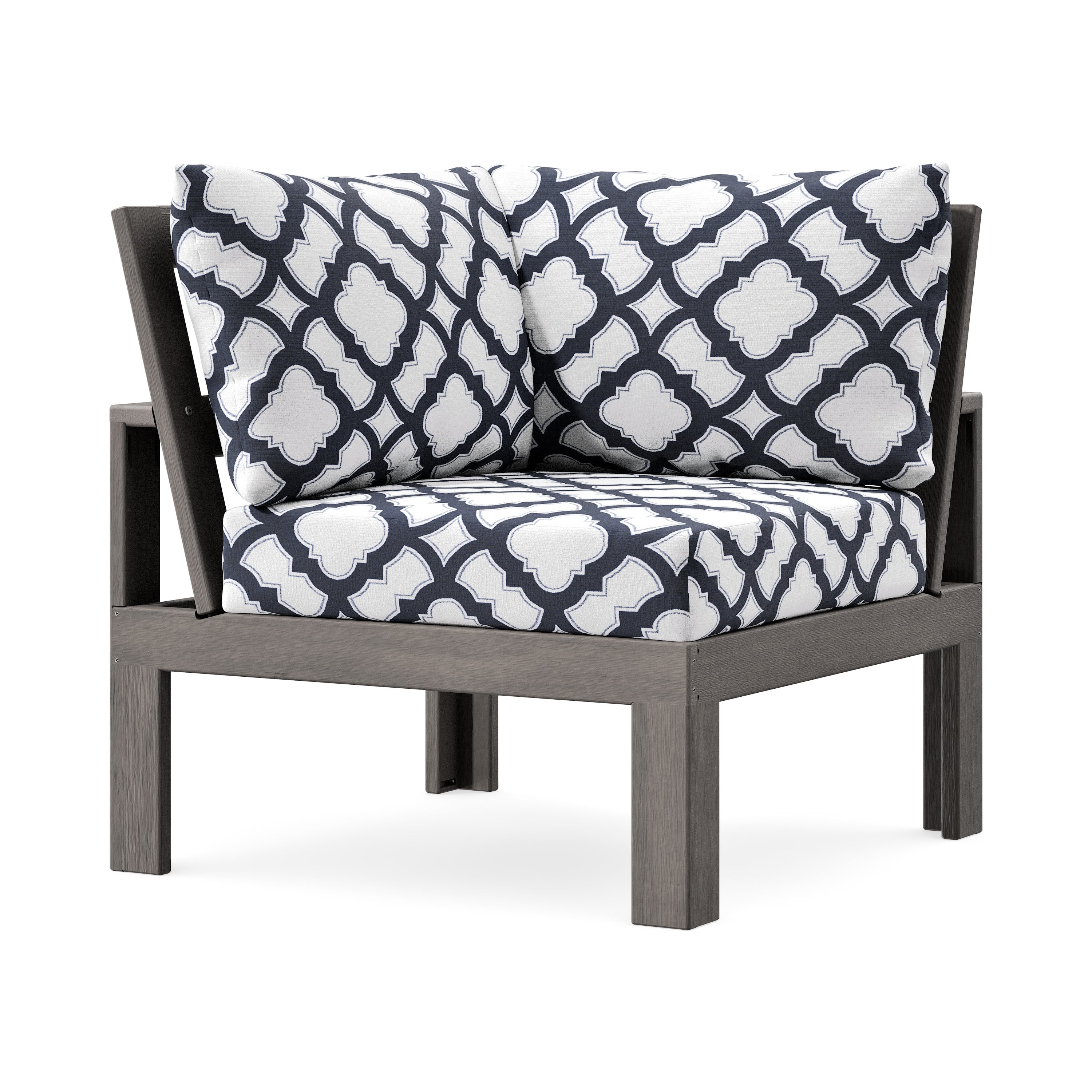 Modular Corner Chair in Driftwood / Trellis Navy