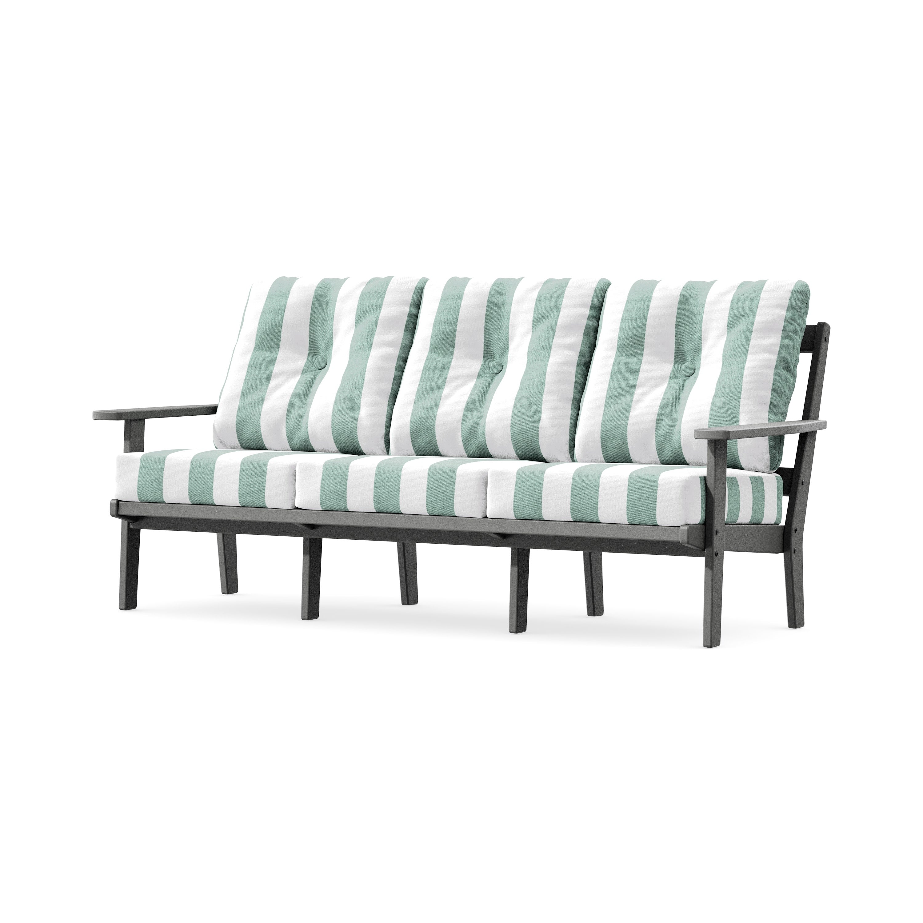 Oxford Deep Seating Sofa in Slate Grey / Cabana Stripe Glacier Spa