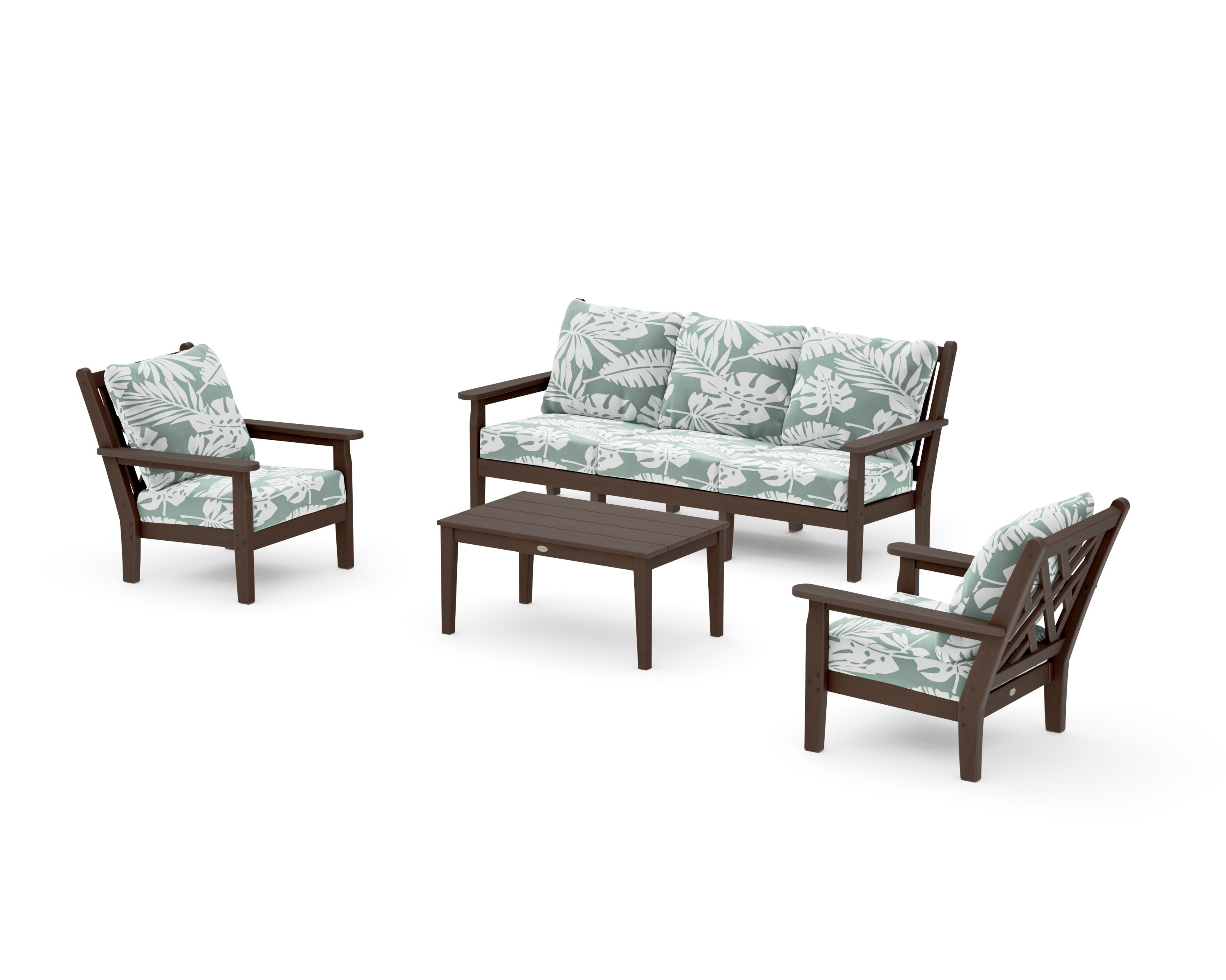 Chippendale 4-Piece Deep Seating Set with Sofa in Kona / Leaf Glacier Spa