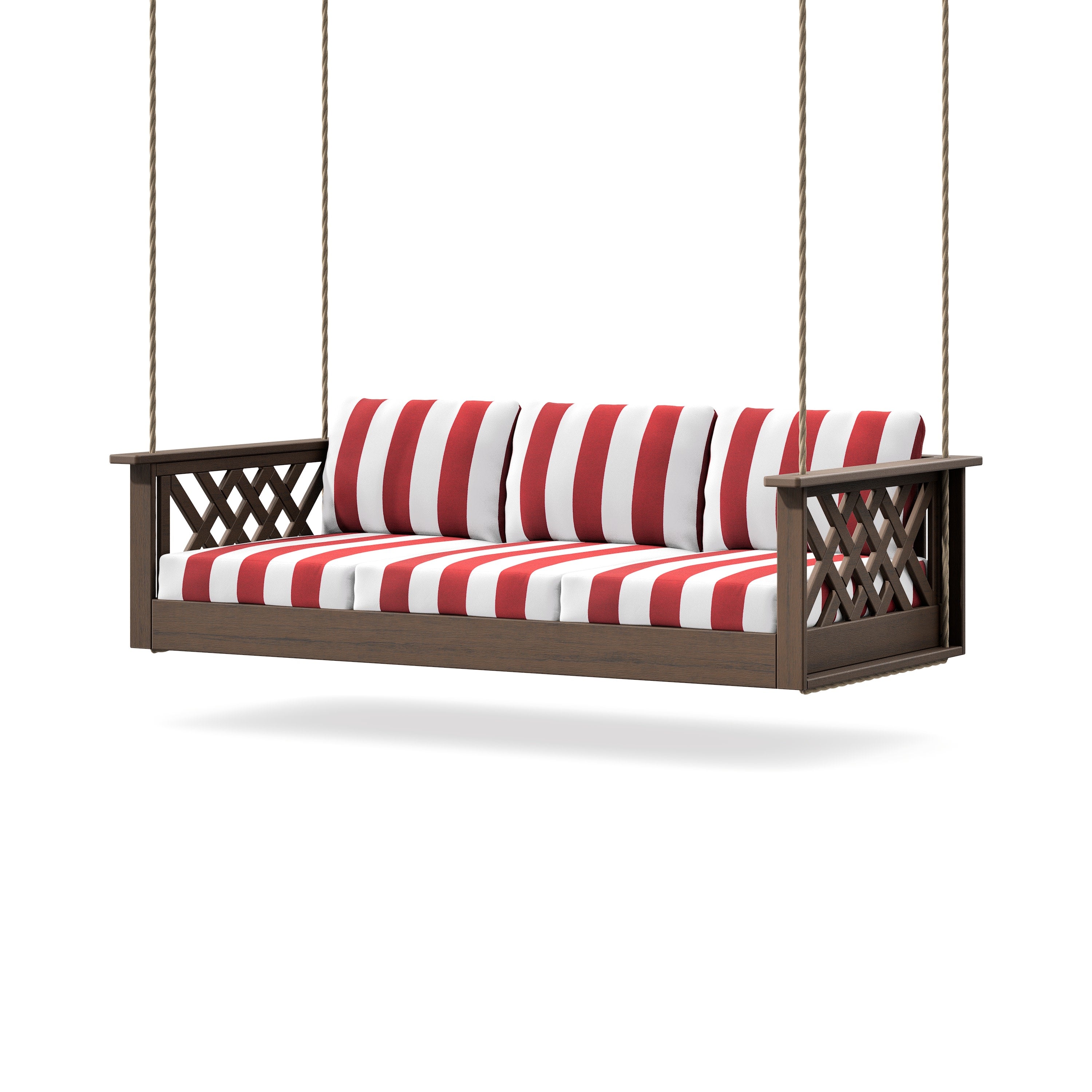Wovendale Daybed Swing in Kona / Cabana Stripe Crimson