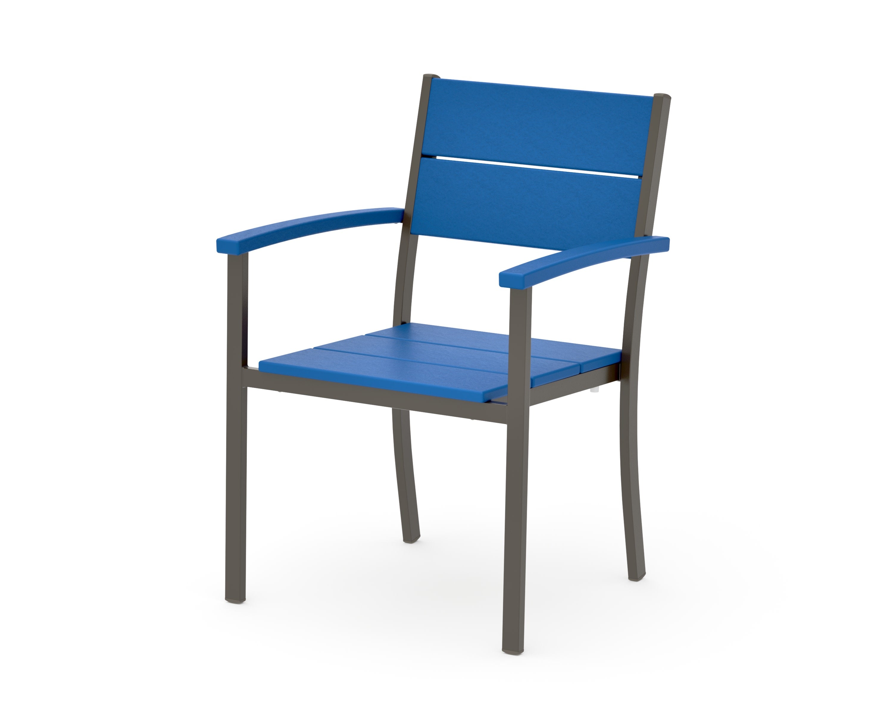 Main Street Stacking Dining Arm Chair in Bronze / Pacific Blue