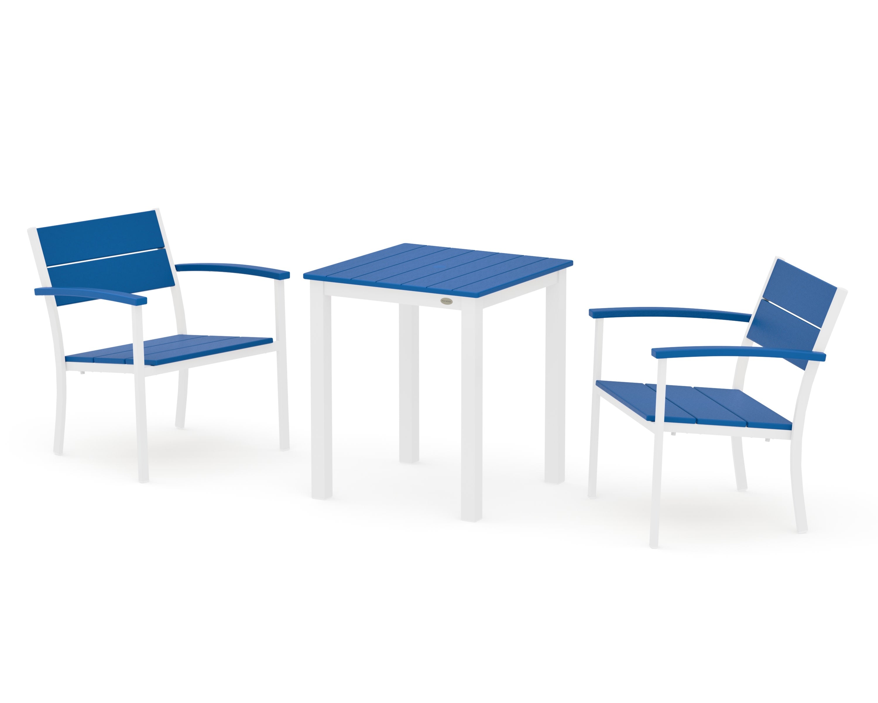 Main Street 3-Piece Square Dining Set in White / Pacific Blue