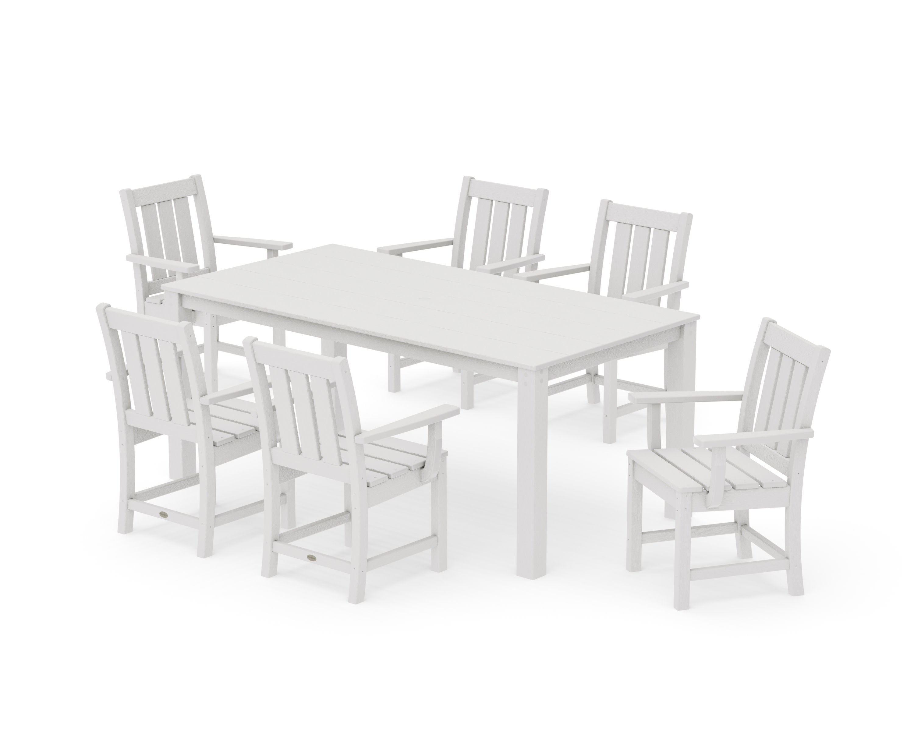 Oxford Arm Chair 7-Piece Parsons Dining Set in Vintage White