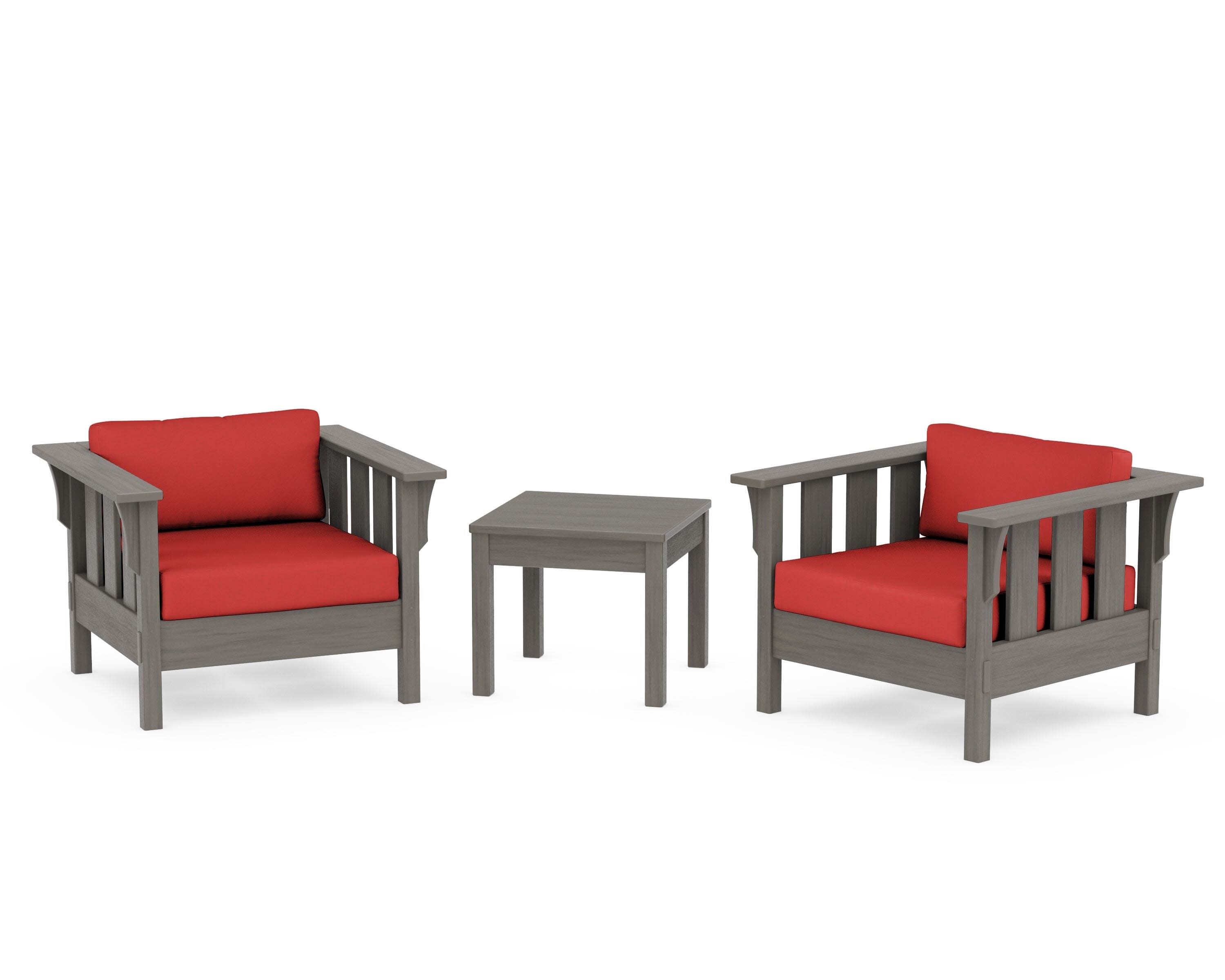 Acadia 3-Piece Deep Seating Set in Driftwood / Crimson Linen