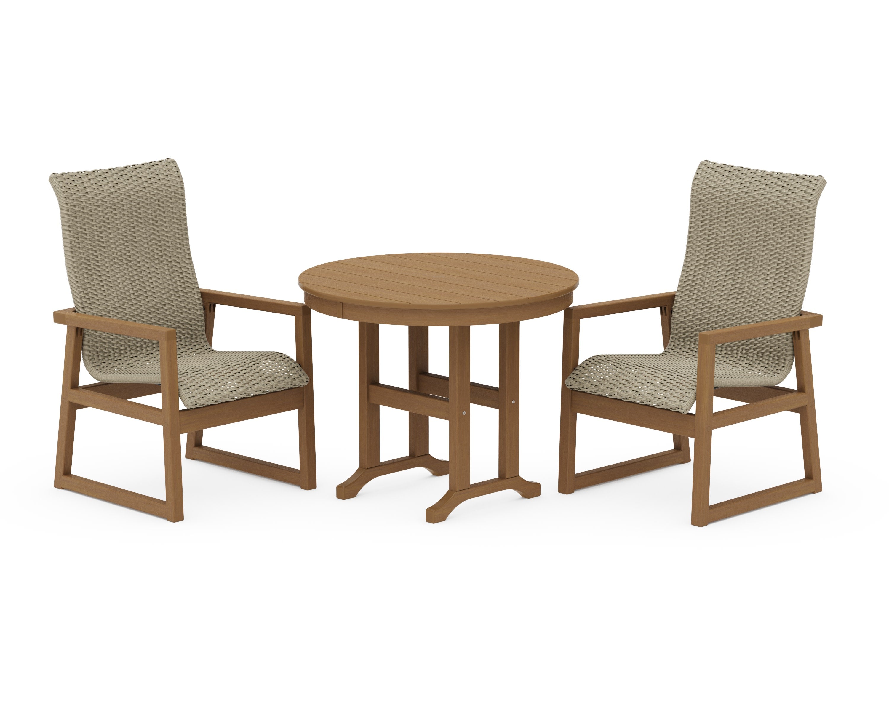 EDGE Woven Highback 3-Piece Farmhouse Dining Set in Natural / Dune Grass