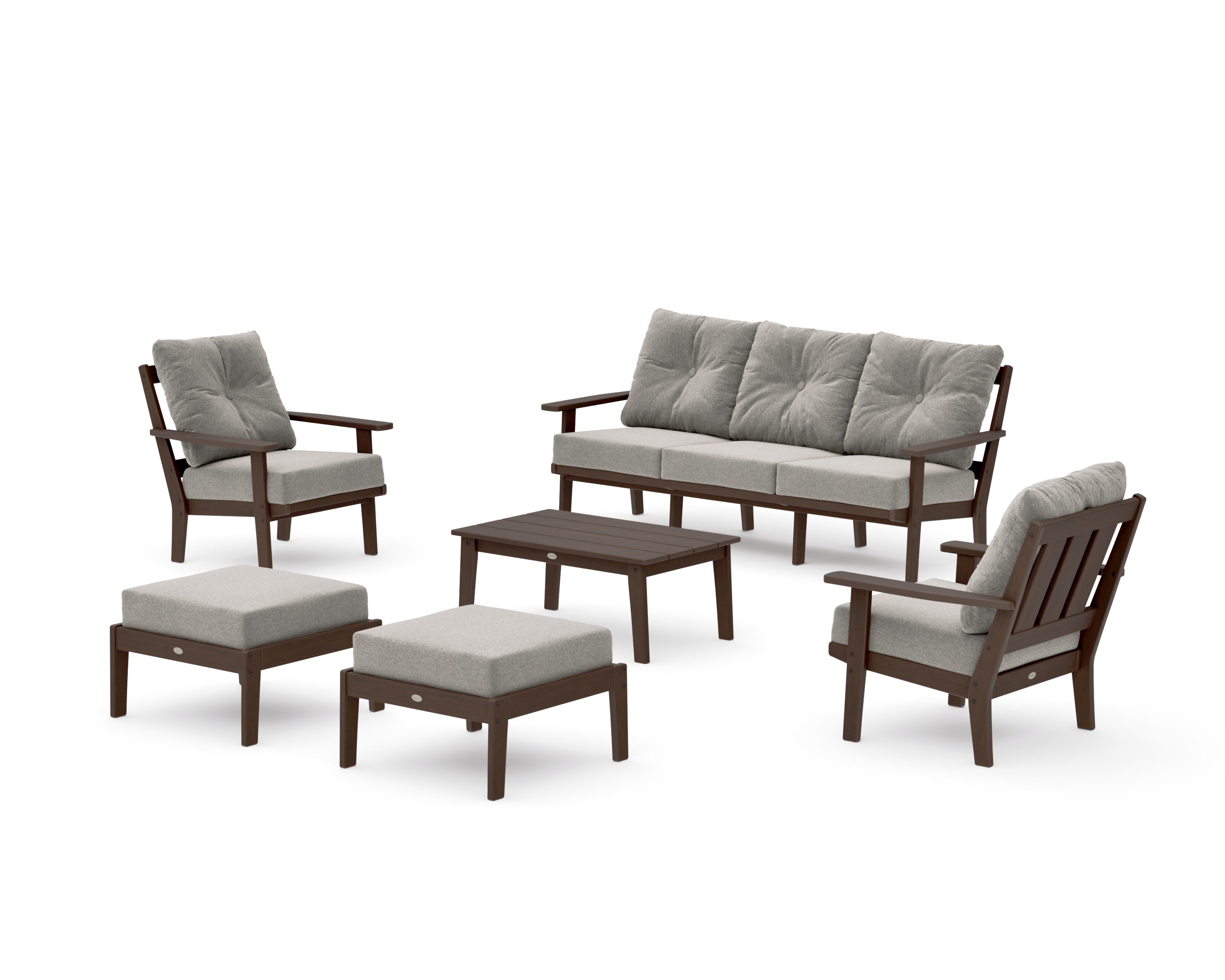 Oxford 6-Piece Lounge Sofa Set in Kona / Weathered Tweed