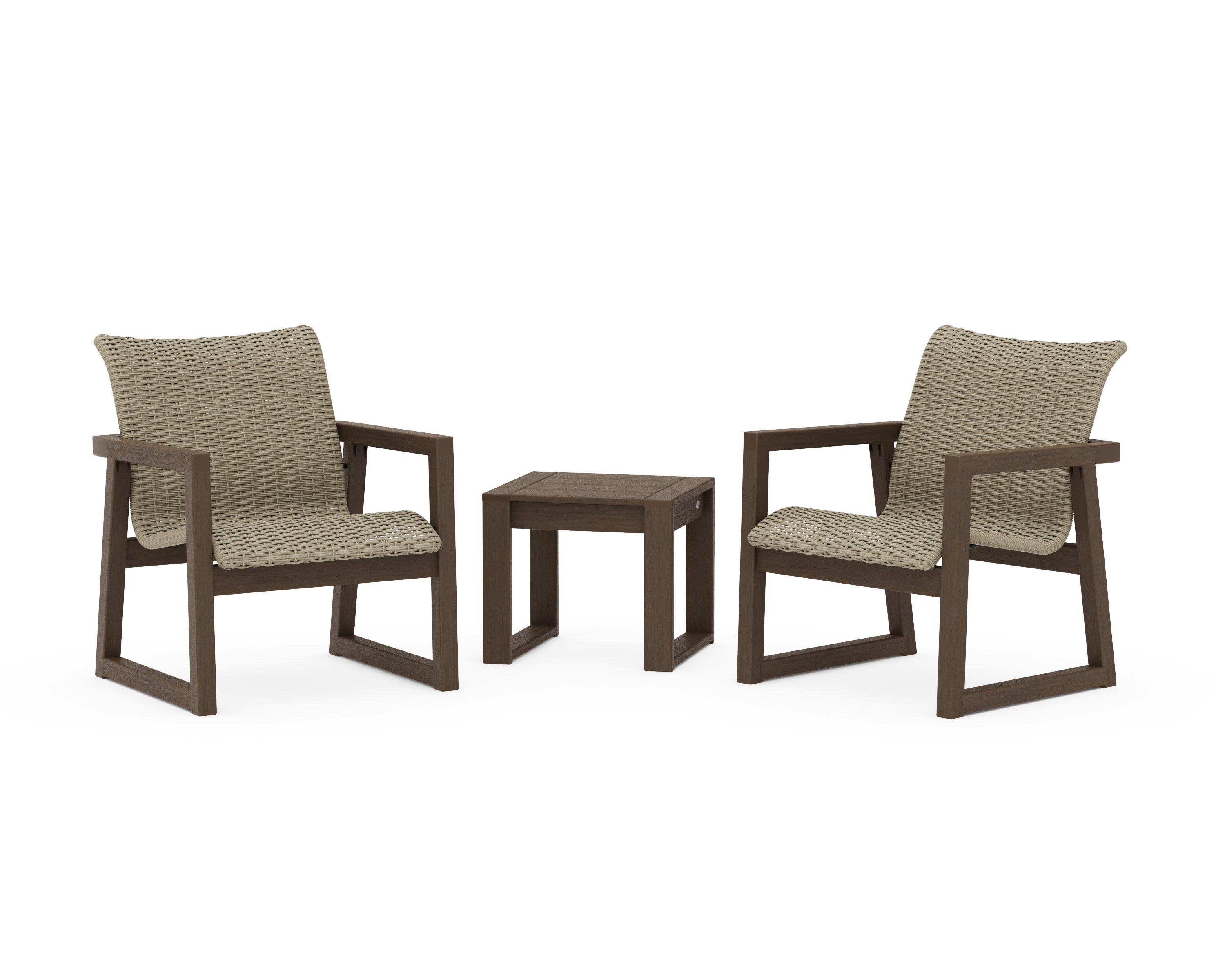 EDGE Woven 3-Piece Lounge Chair Seating Set in Kona / Dune Grass
