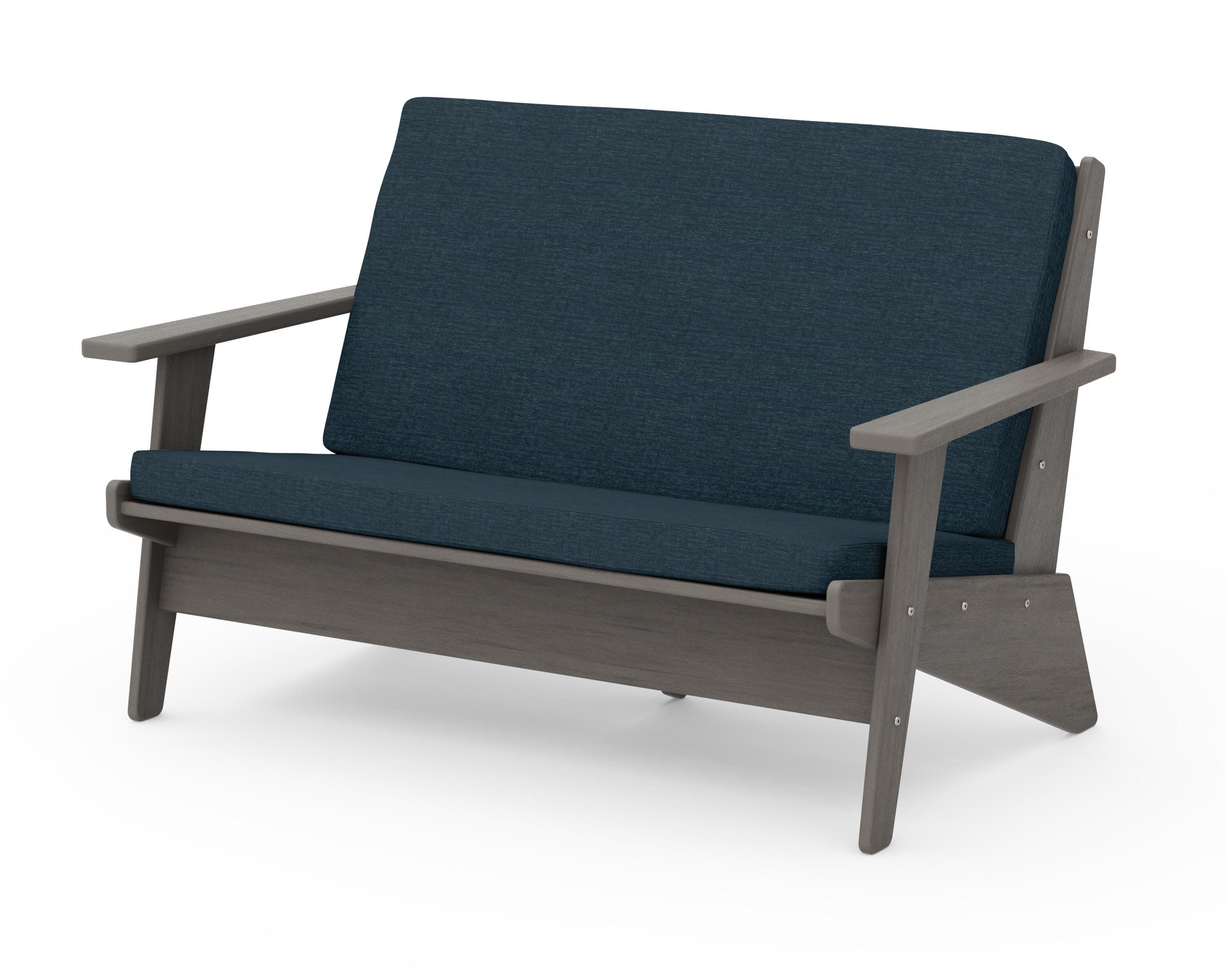 Riviera Modern Lounge Loveseat in Driftwood / Platform Indigo