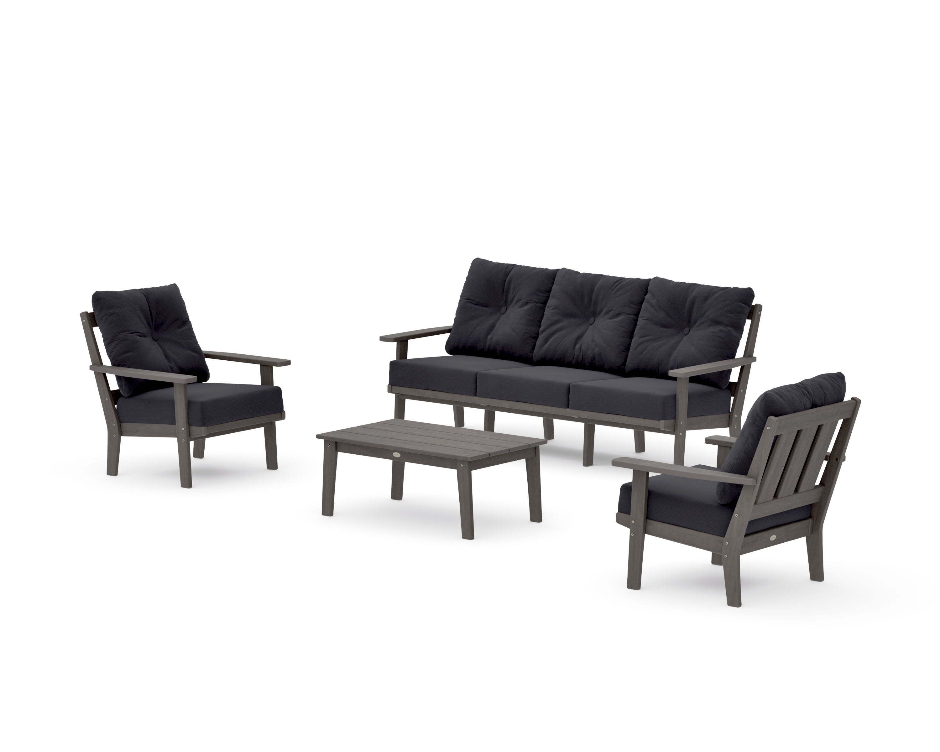 Oxford 4-Piece Deep Seating Set with Sofa in Driftwood / Midnight Linen