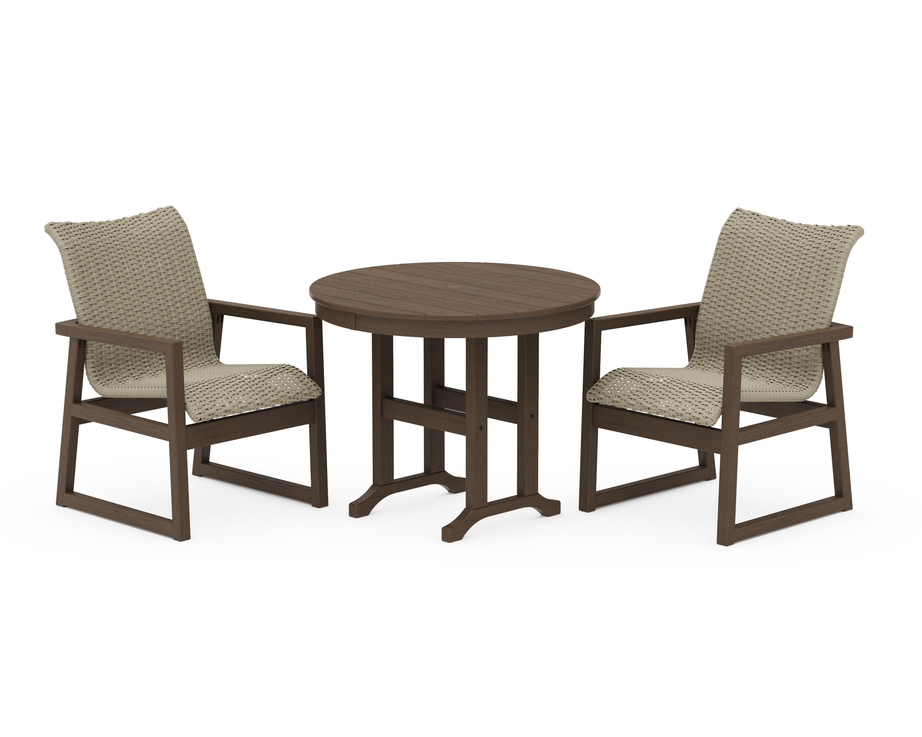 EDGE Woven 3-Piece Farmhouse Dining Set in Kona / Dune Grass