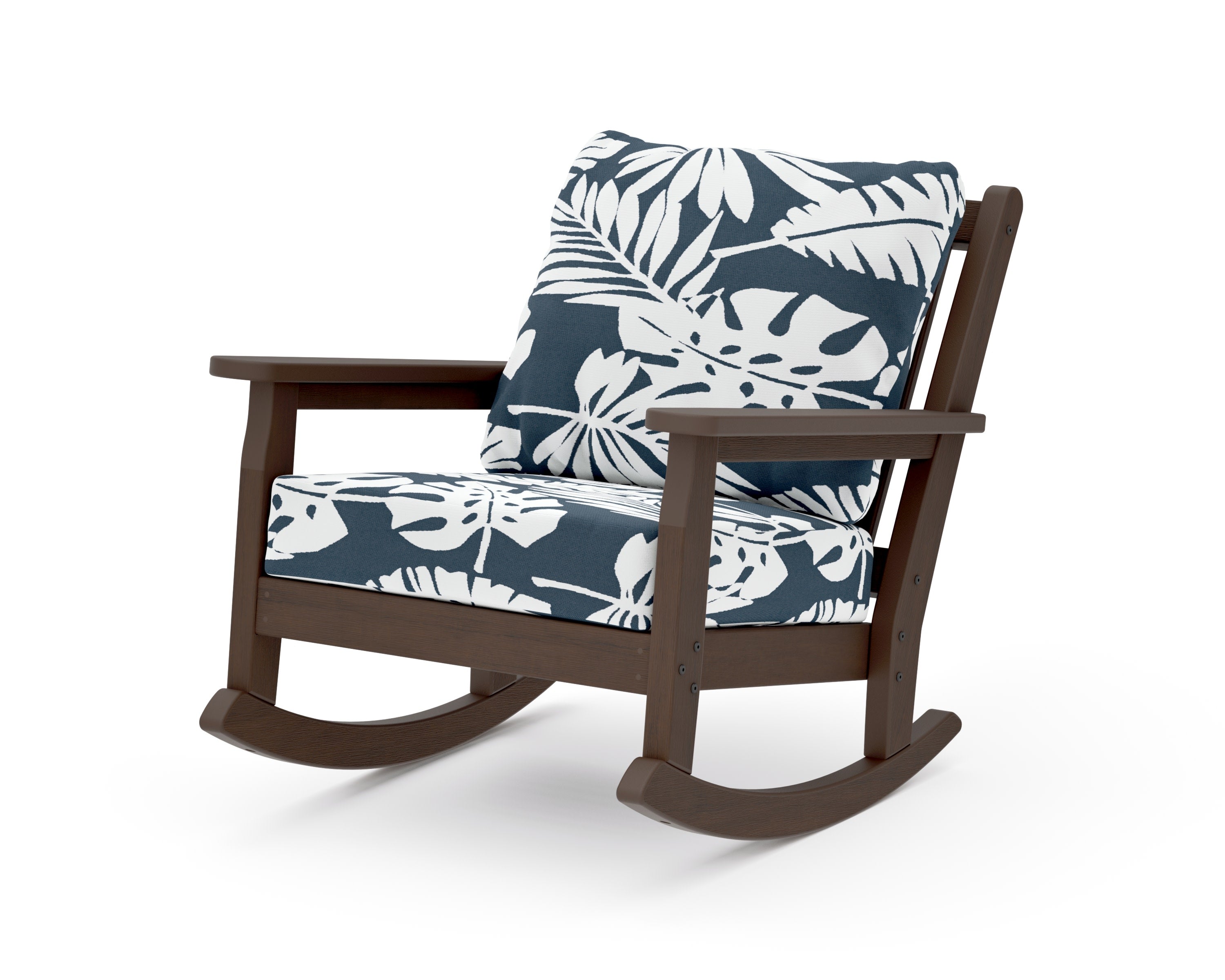 Chippendale Deep Seating Rocking Chair in Kona / Leaf Marine Indigo
