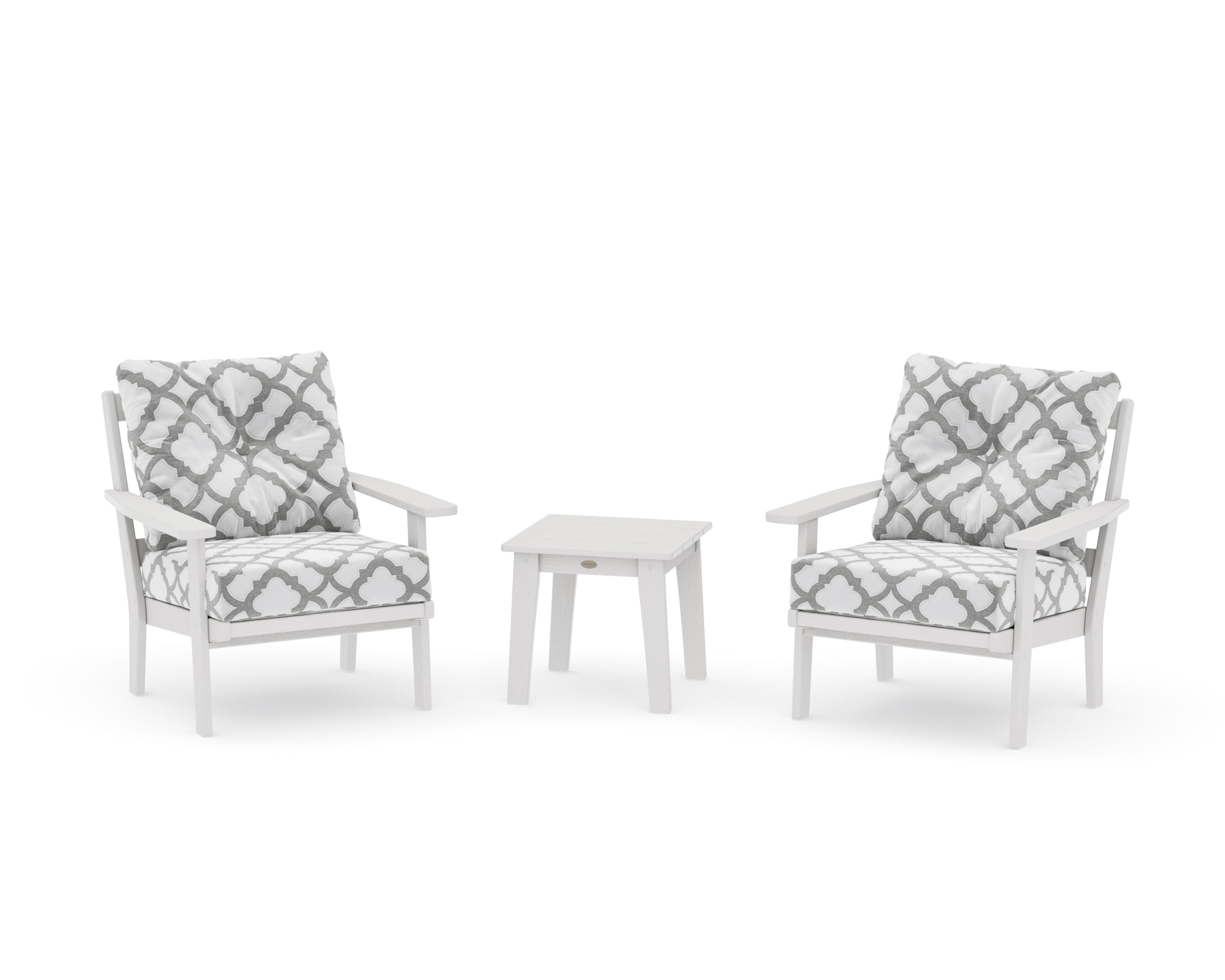 Prairie 3-Piece Deep Seating Set in Vintage White / Trellis Grey Mist