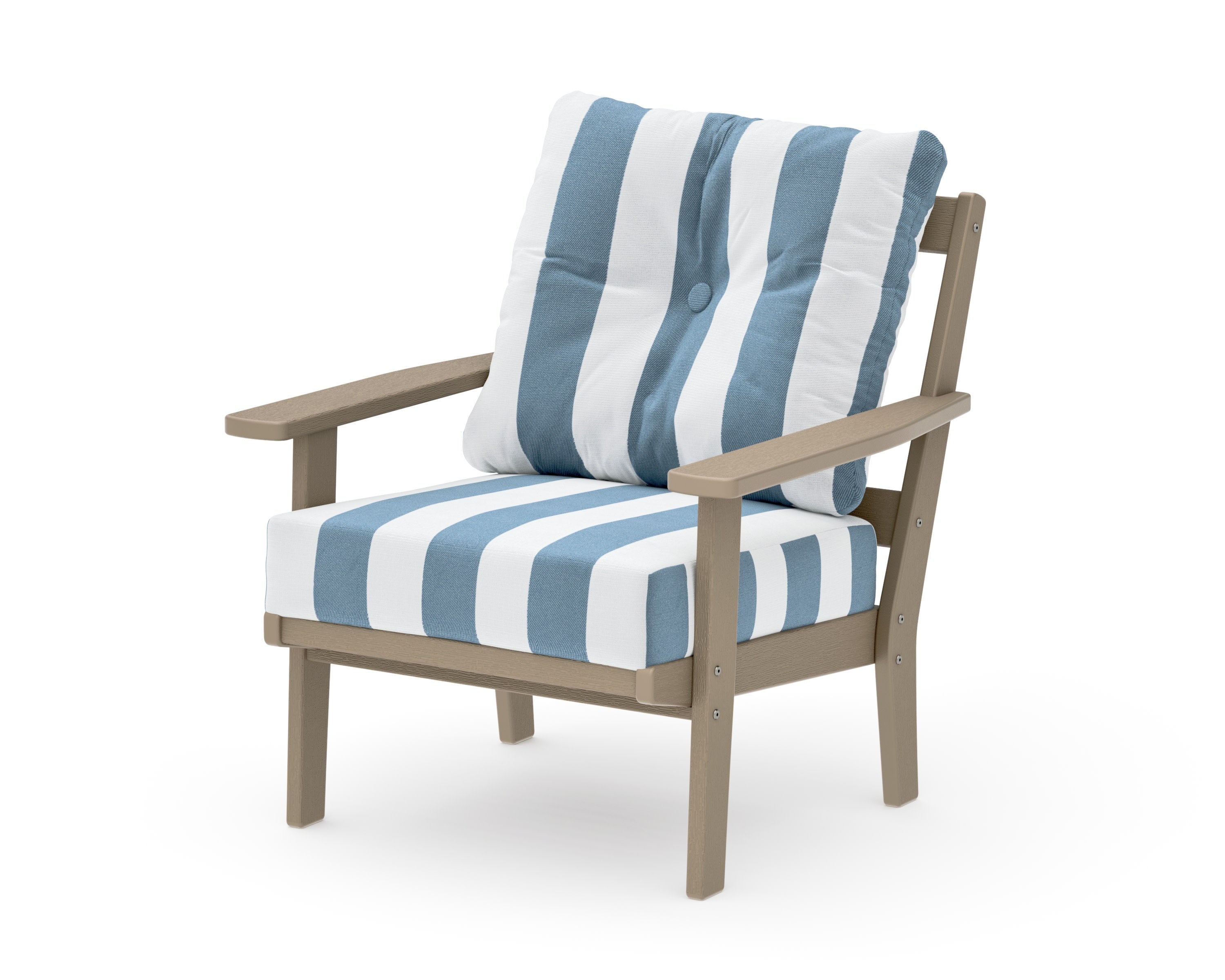 Oxford Deep Seating Chair in Vintage Sahara / Cabana Stripe Sky Blue