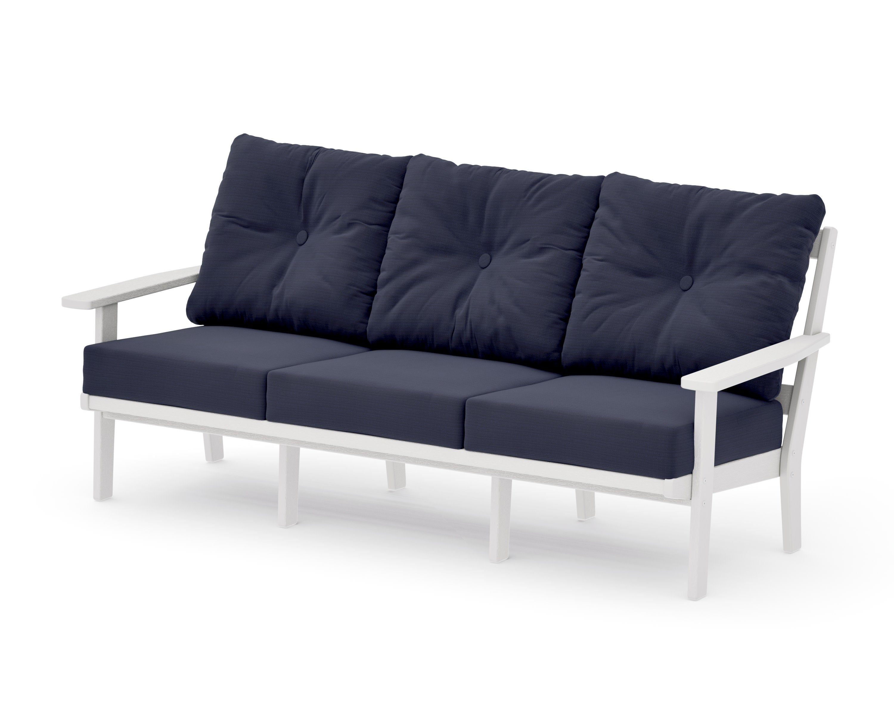 PrairieDeep Seating Sofa in Vintage White / Navy Linen
