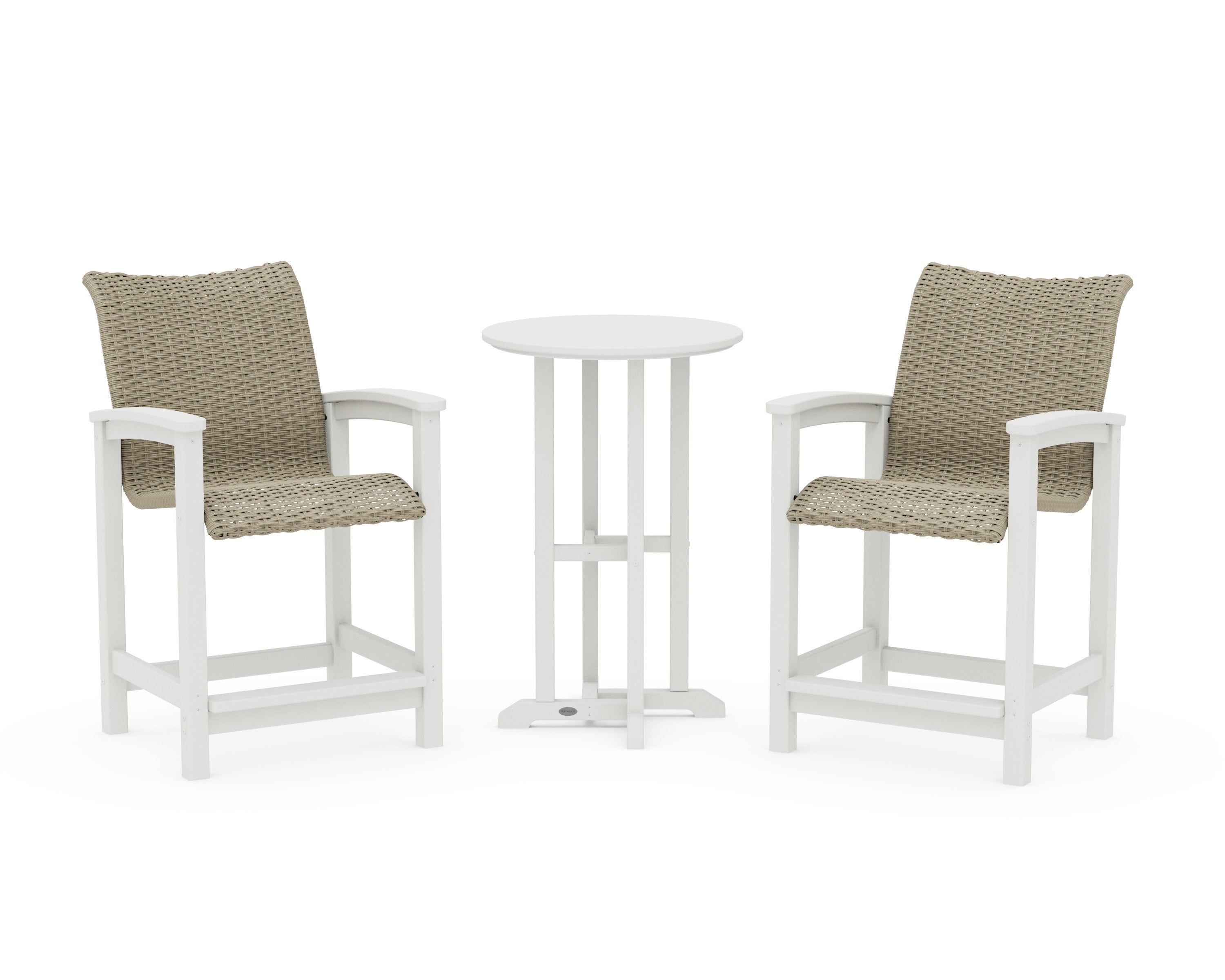 Coastal Woven 3-Piece Farmhouse Counter Set in White / Dune Grass