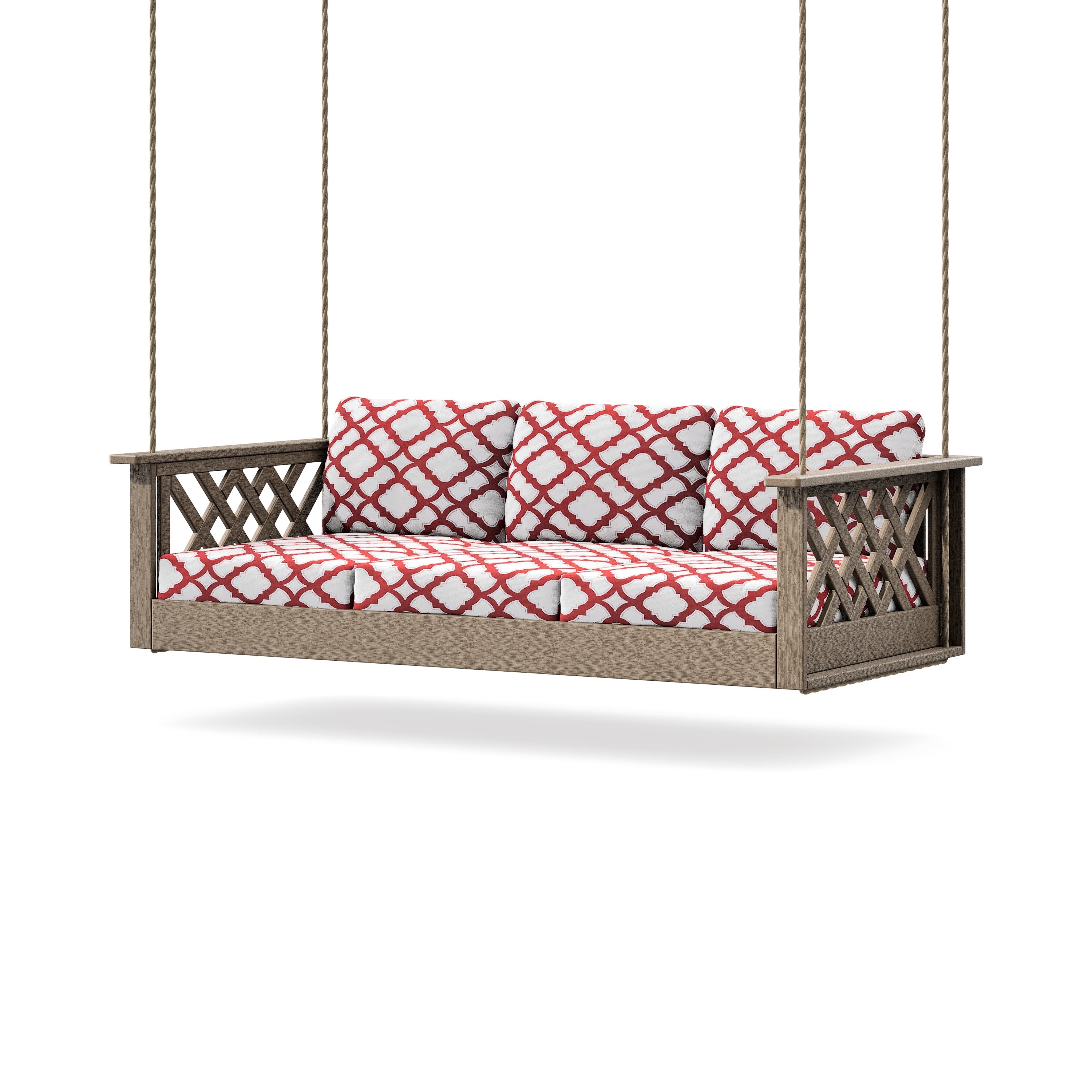 Wovendale Daybed Swing in Vintage Sahara / Trellis Crimson