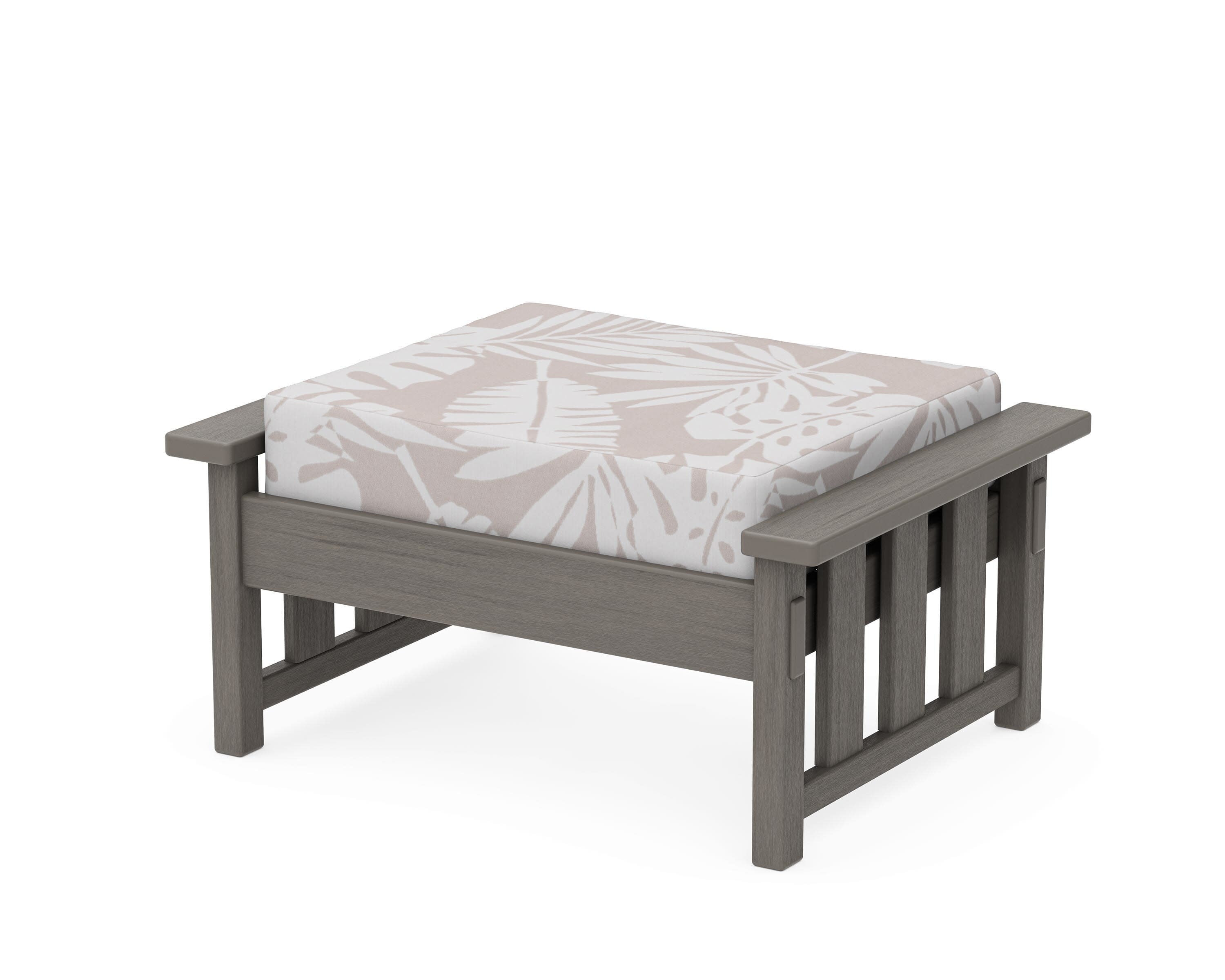 Acadia Deep Seating Ottoman in Driftwood / Leaf Dune Burlap