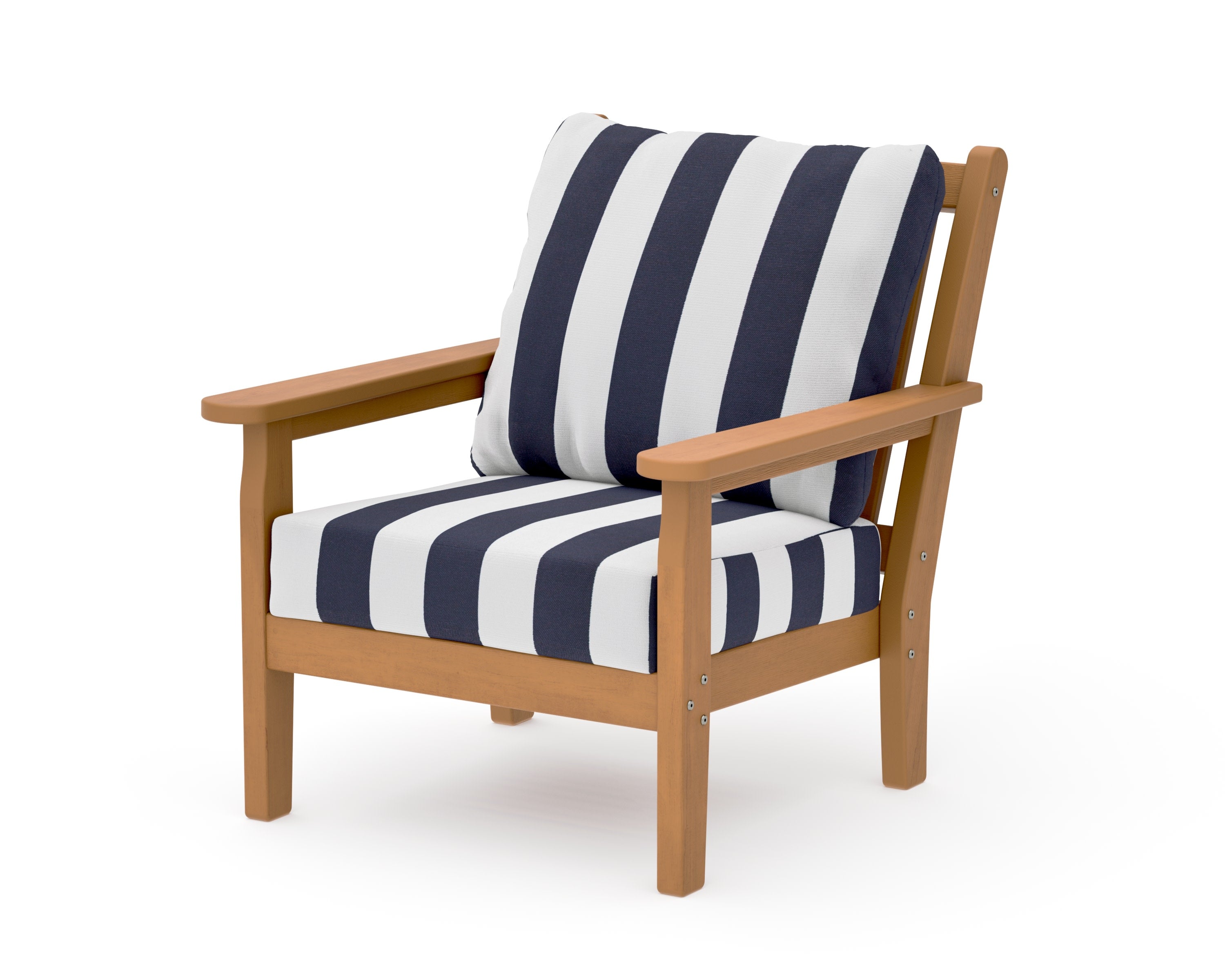 Chippendale Deep Seating Chair in Natural / Cabana Stripe Navy