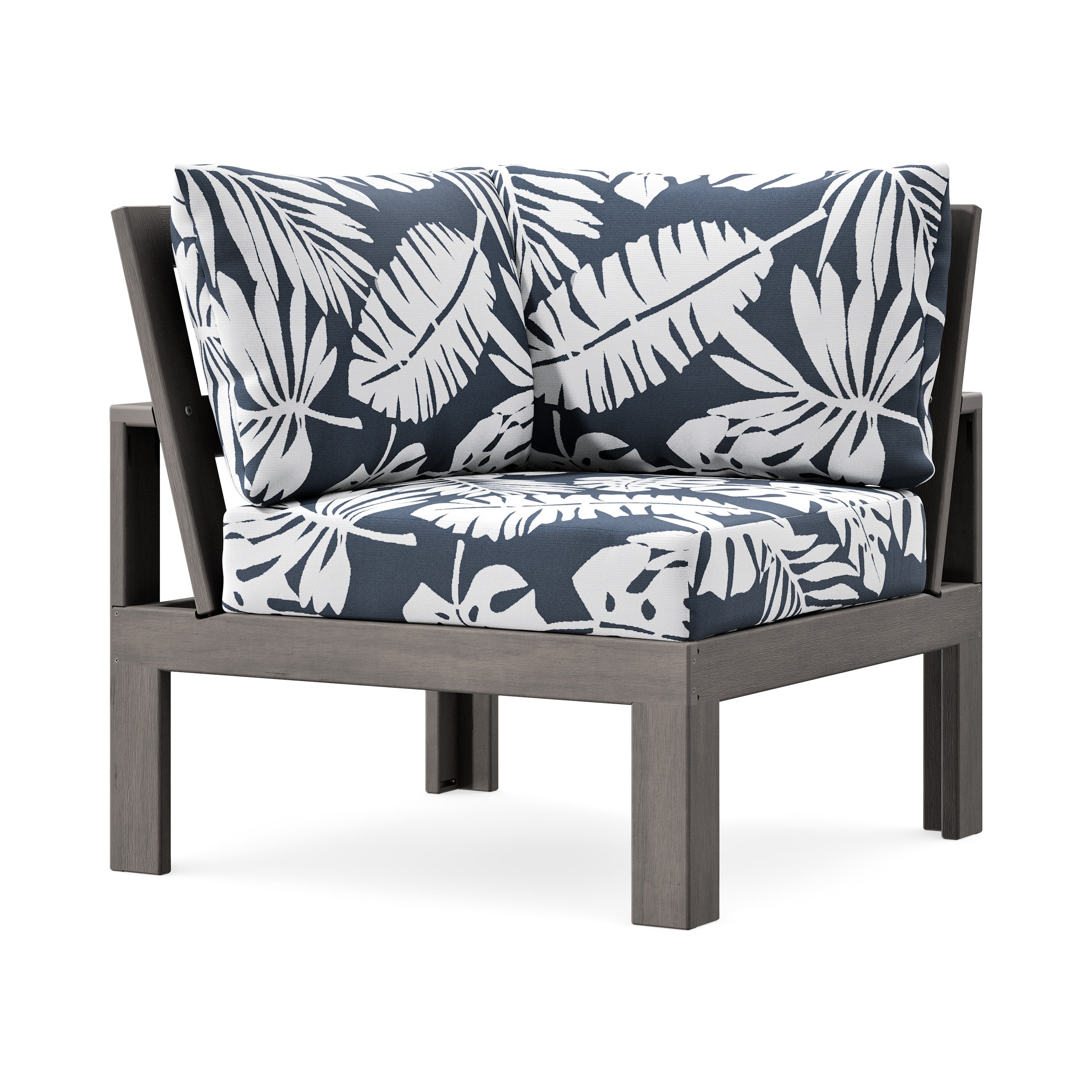 Modular Corner Chair in Driftwood / Leaf Marine Indigo