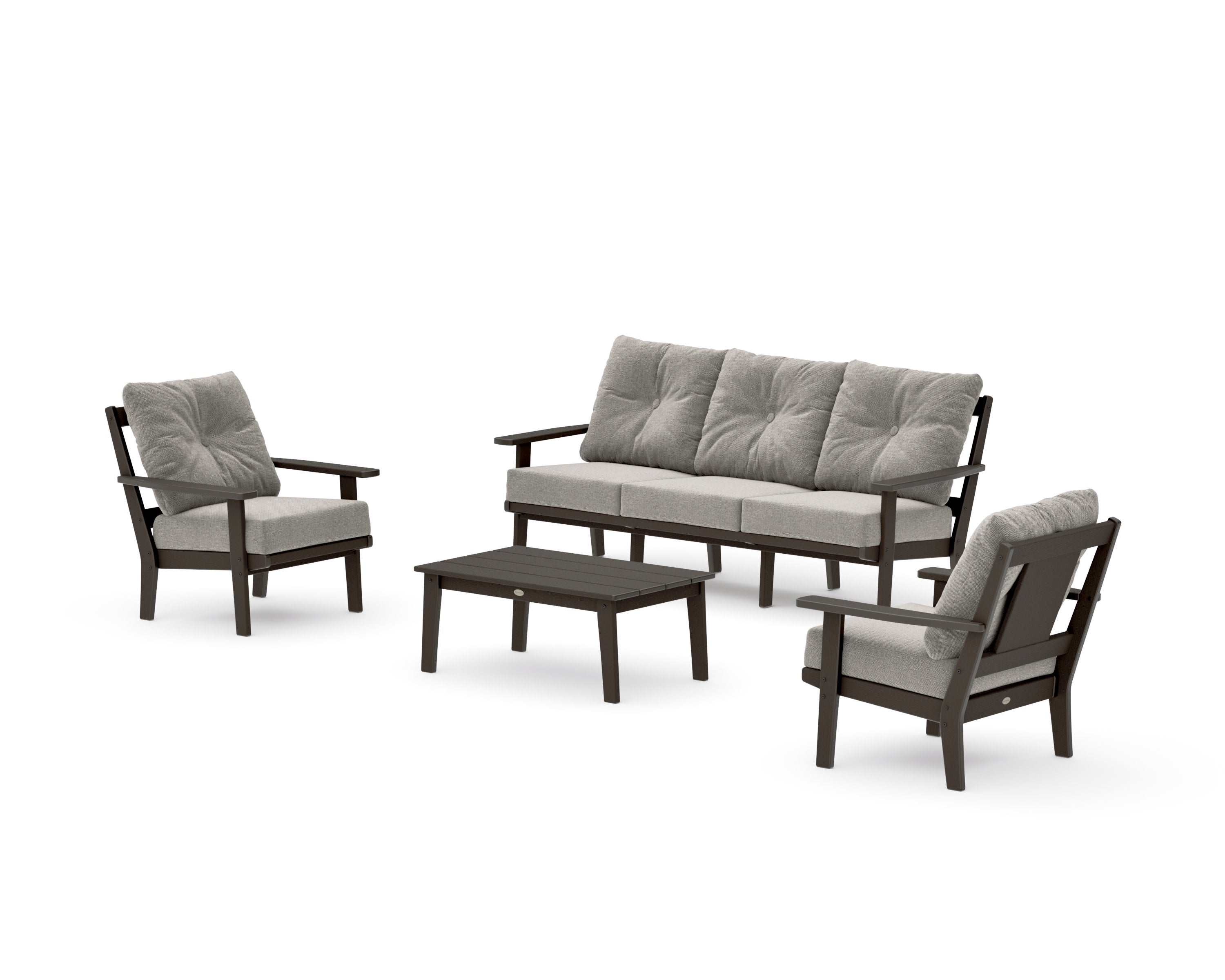 Prairie 4-Piece Deep Seating Set with Sofa in Vintage Coffee / Weathered Tweed
