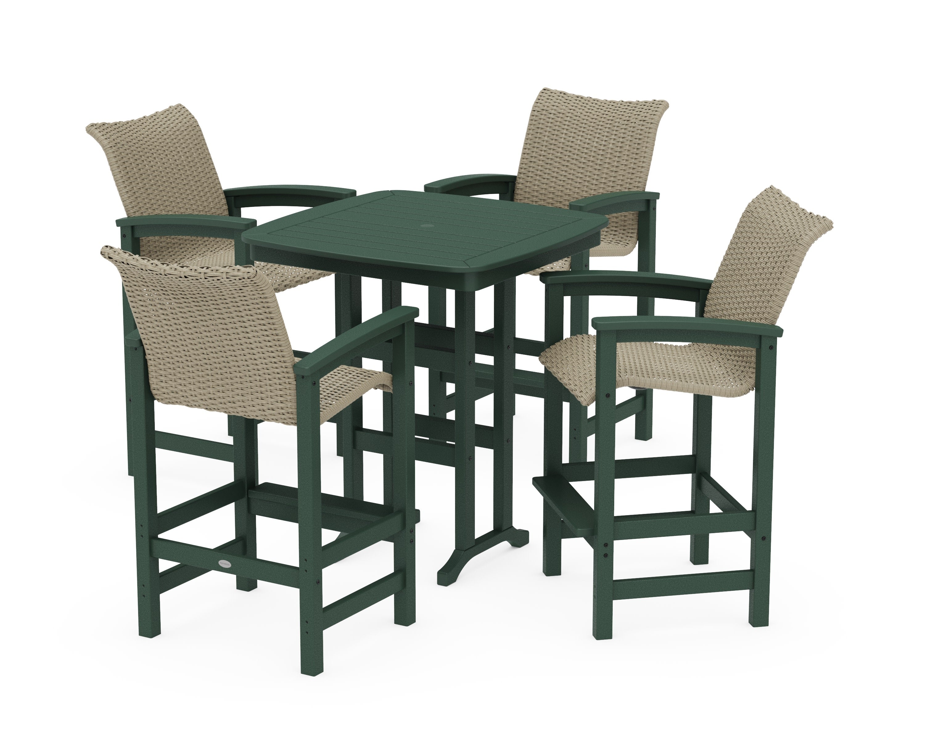 Coastal Woven 5-Piece Bar Set in Green / Dune Grass