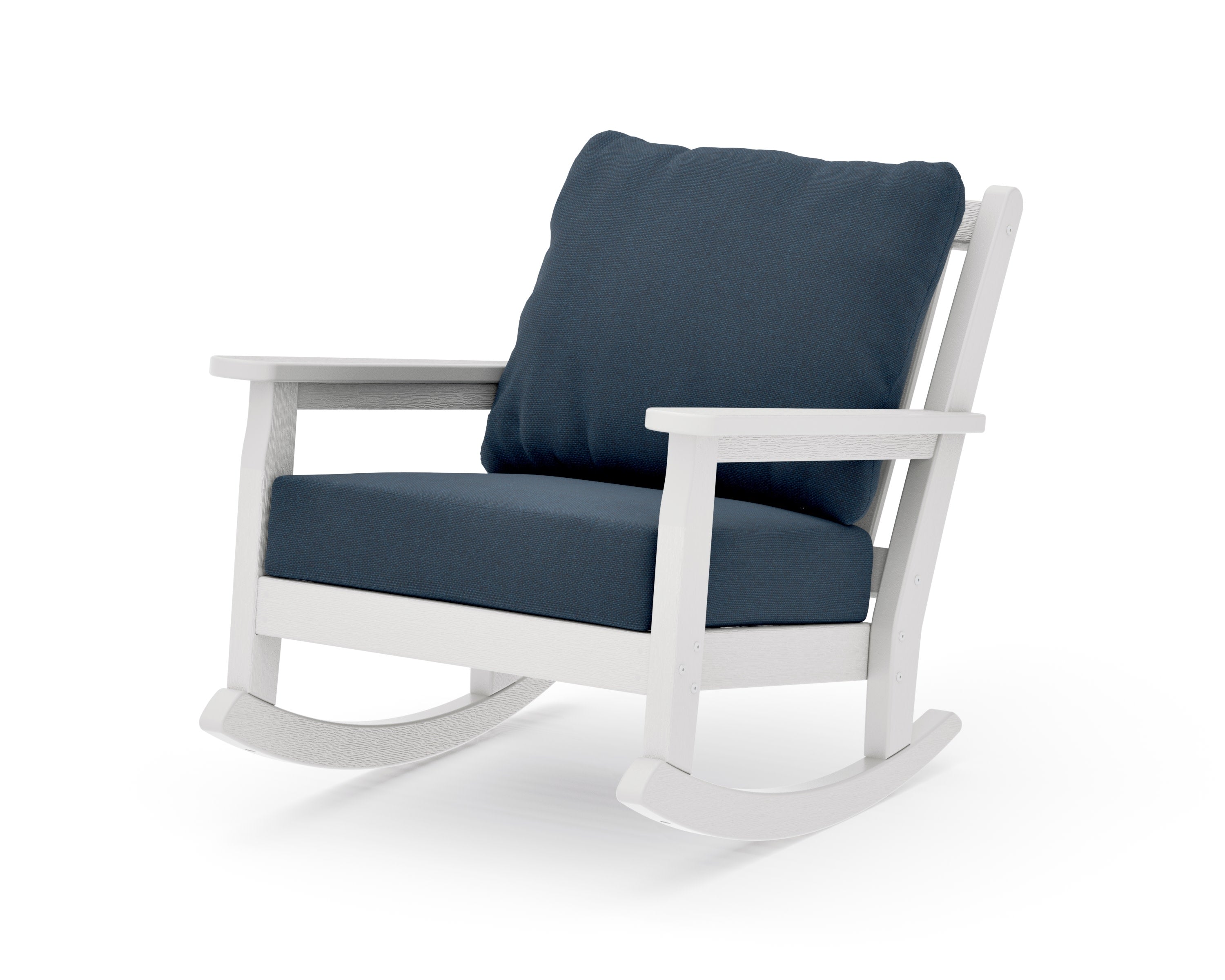 Chippendale Deep Seating Rocking Chair in Vintage White / Marine Indigo