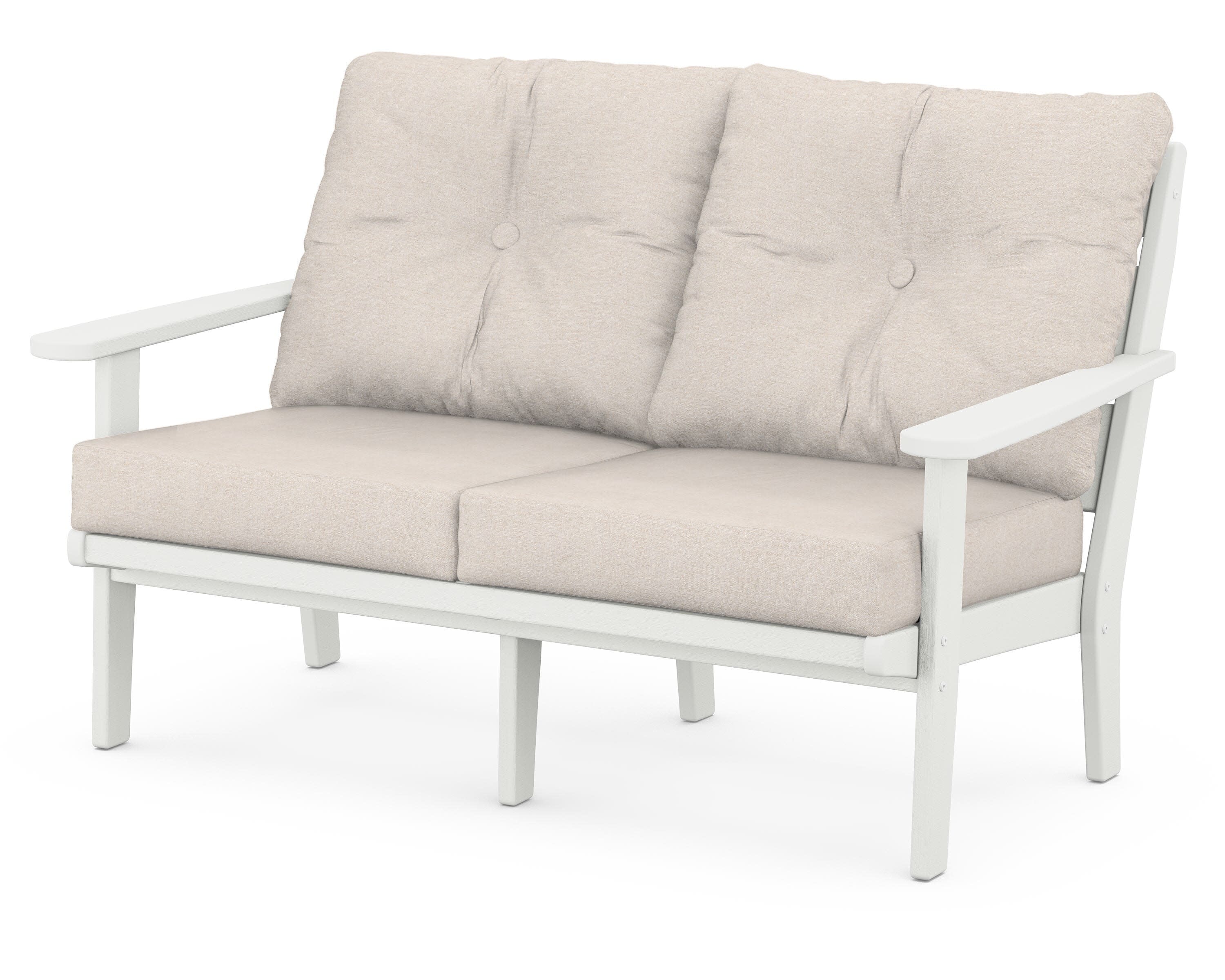 Lakeside Deep Seating Loveseat in Vintage White / Nuance Cloud